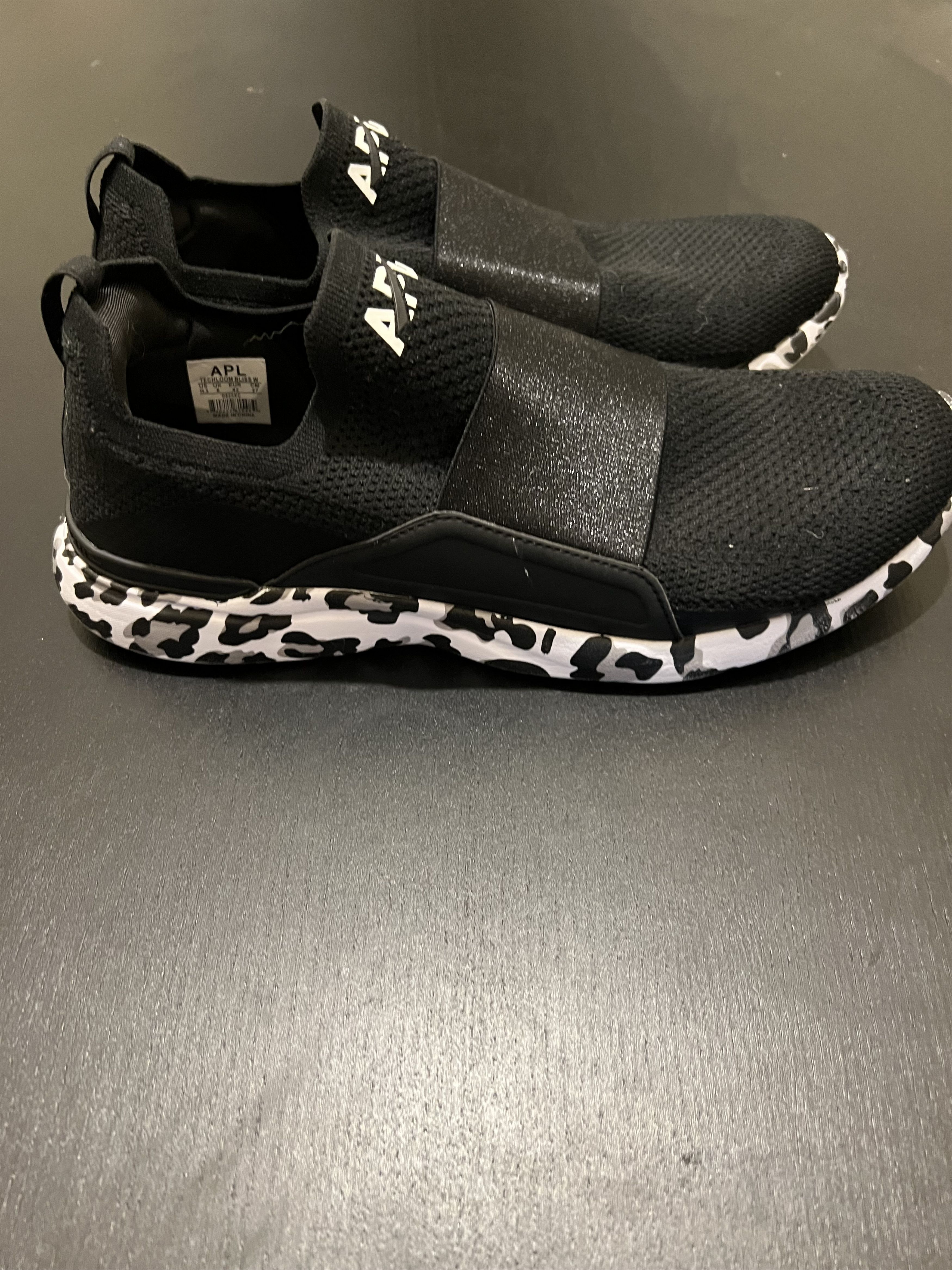 Athletic Propulsion Labs WOMENS TECHLOOM BLISS BLACK/WHITE/LEOPARD 10.5 EUC Size US 10.5 / IT 40.5 - 1 Thumbnail