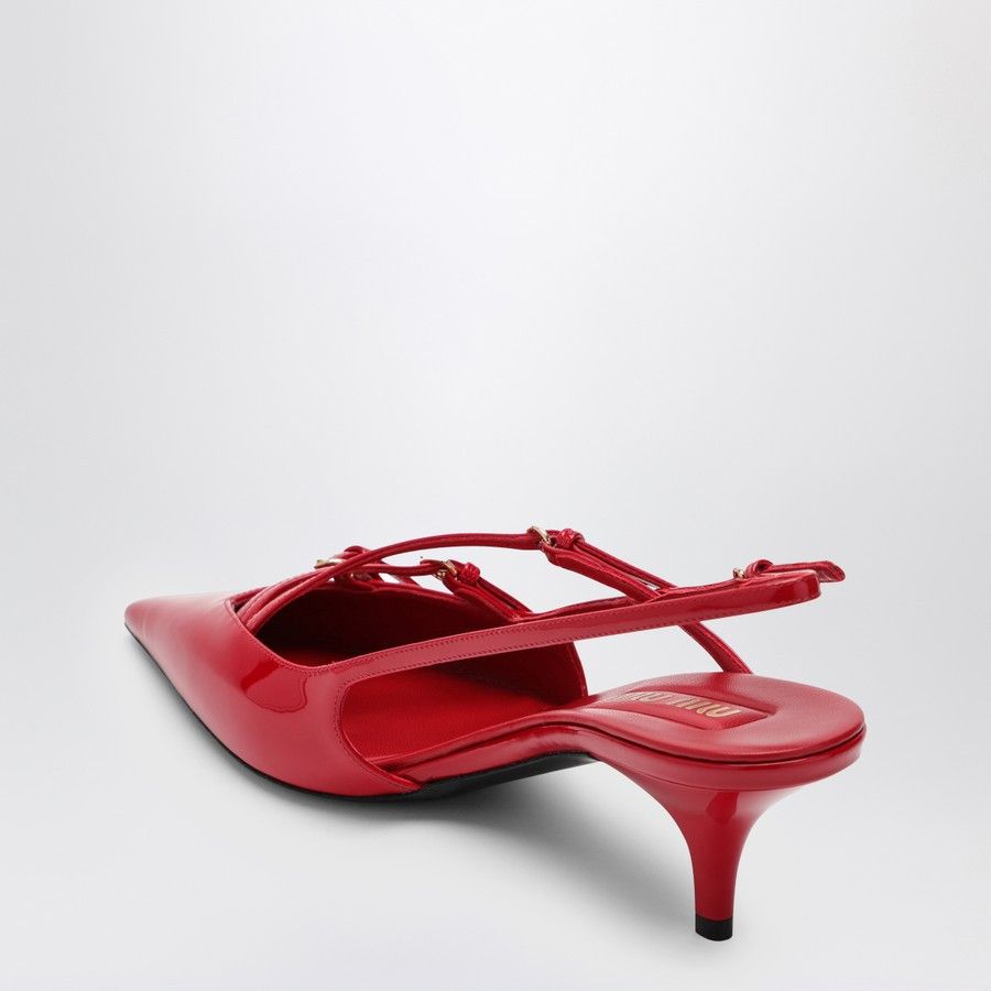 Miu Miu o1d2blof0924 Leather Slingback Decollete with Buckels in Red Size US 8 / IT 38 - 4 Thumbnail