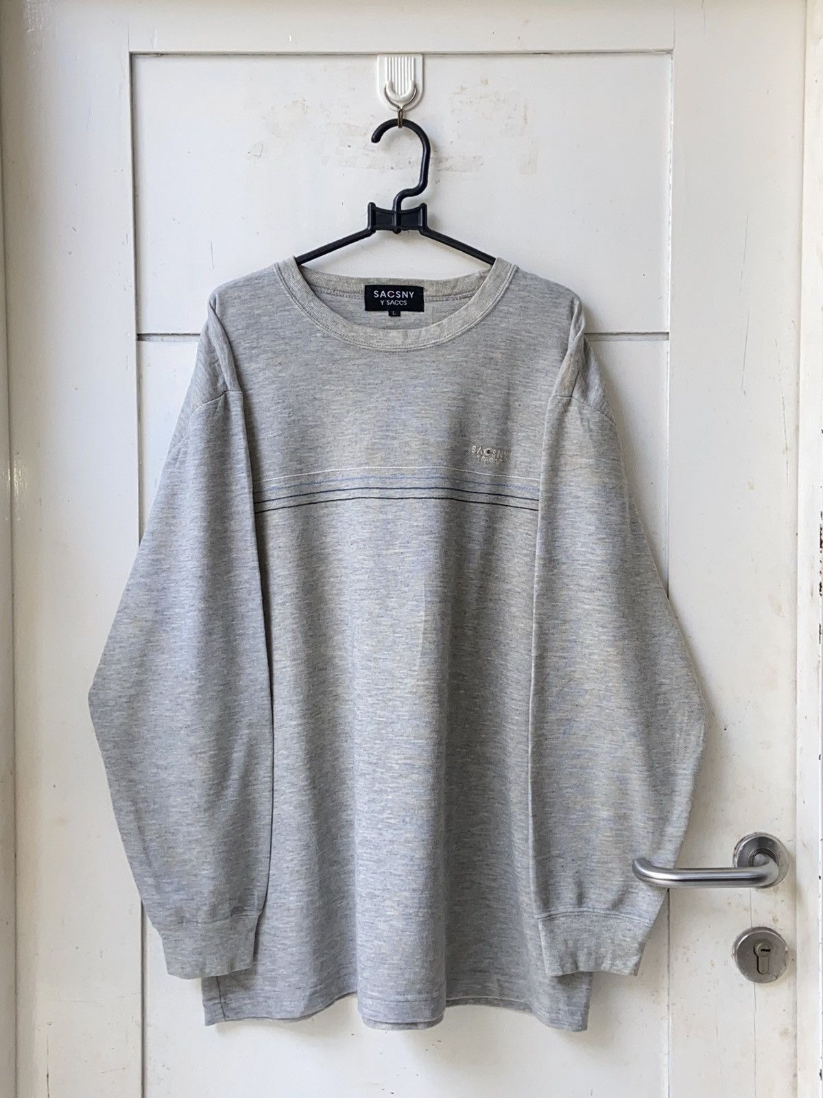 image of Yohji Yamamoto Sacsny Y’Saccs Grey Long Sleeve T-Shirt, Men's (Size 2XL)