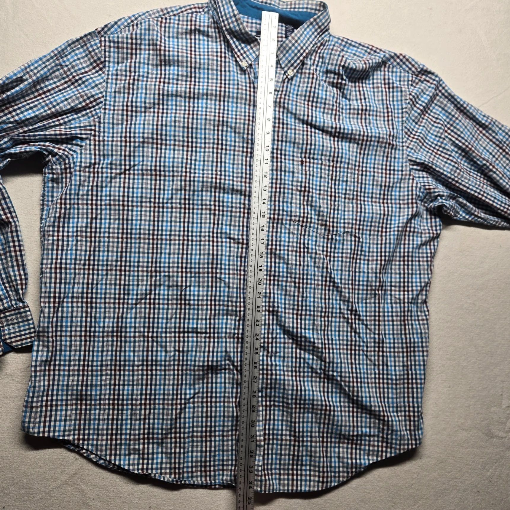 Izod IZOD Shirt Adult 3XLT Multicolor Blue Check Button-Down Cotton Long Sleeve Preppy Classic Mens Tall Size US XXL / EU 58 / 5 - 6 Thumbnail