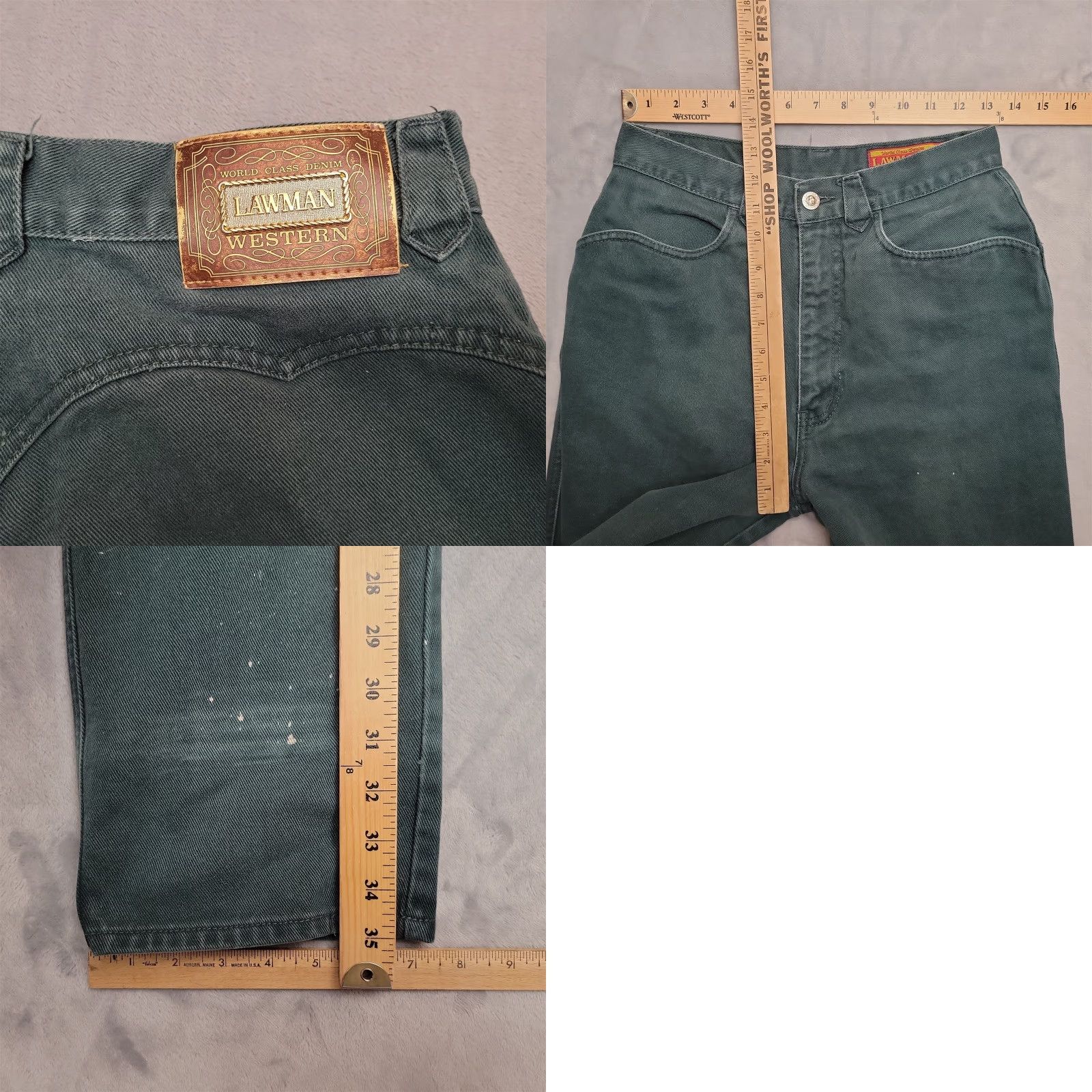 Vintage VINTAGE Lawman Jeans Womens 11 Green Denim High Rise Straight Leg Western Cowboy Rodeo Size 32" / US 10 / IT 46 - 8 Thumbnail