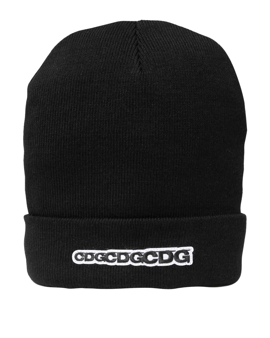 CDG CDG CDG CDG LOGO PATCH BEANIE 3 logo knit hat | Grailed