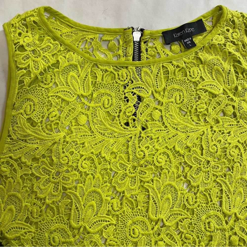 Other Karen Kane Yellow Green Cotton Sleeveless Crochet Top Size Size L / US 10 / IT 46 - 6 Thumbnail