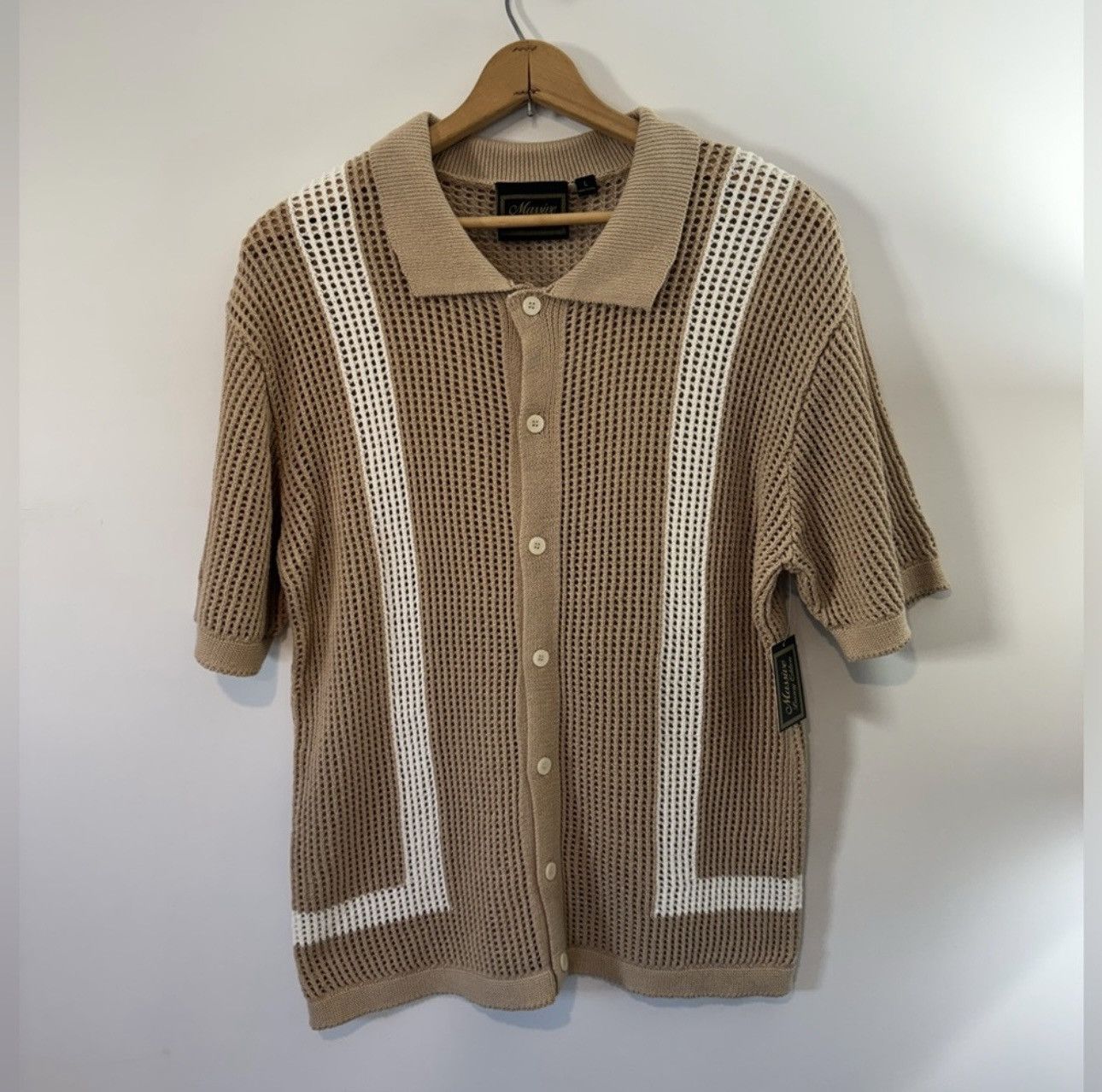 Massive Crochet-Style Knit Button Up Collared Polo Shirt - NWT Size US XL / EU 56 / 4 - 1 Thumbnail