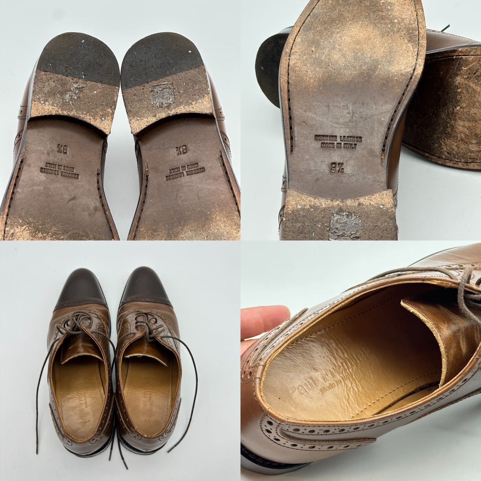 Vintage Paul Fredrick Cap Toe Oxford Mens 8.5 Brown Leather Brogue Made in Italy Dress Oxford Shoes Mens Brown Leather Cap Toe Oxford City Going Out 8.5 Mens Size ONE SIZE - 9 Thumbnail