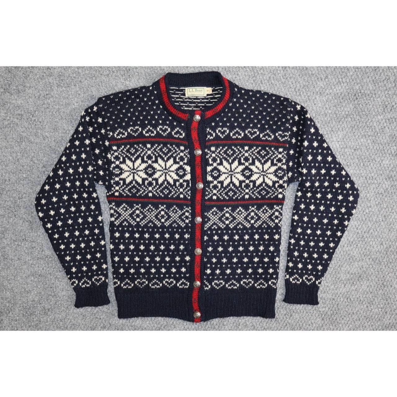 L.L. Bean Vintage LL Bean Cardigan Womens Small Blue Nordic Fair Size S / US 4 / IT 40 - 1 Thumbnail
