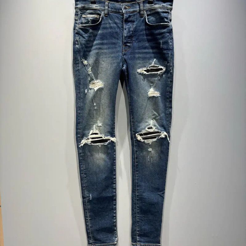 AMI AMI Blue Casual Distressed Denim Pants 0089 Size US 32 / EU 48 - 1 Thumbnail