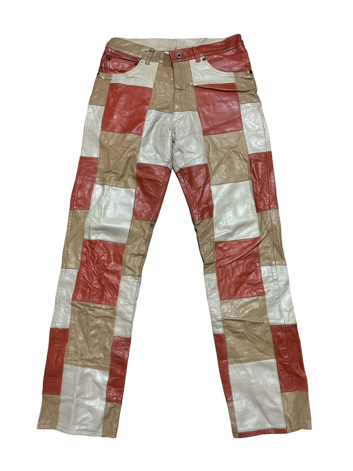 Genuine Leather × Issey Miyake × Japanese Brand INSANE🔥 LES VIS a BOIS LEATHER PATCHWORK Pants Size US 28 / EU 44 - 1 Thumbnail