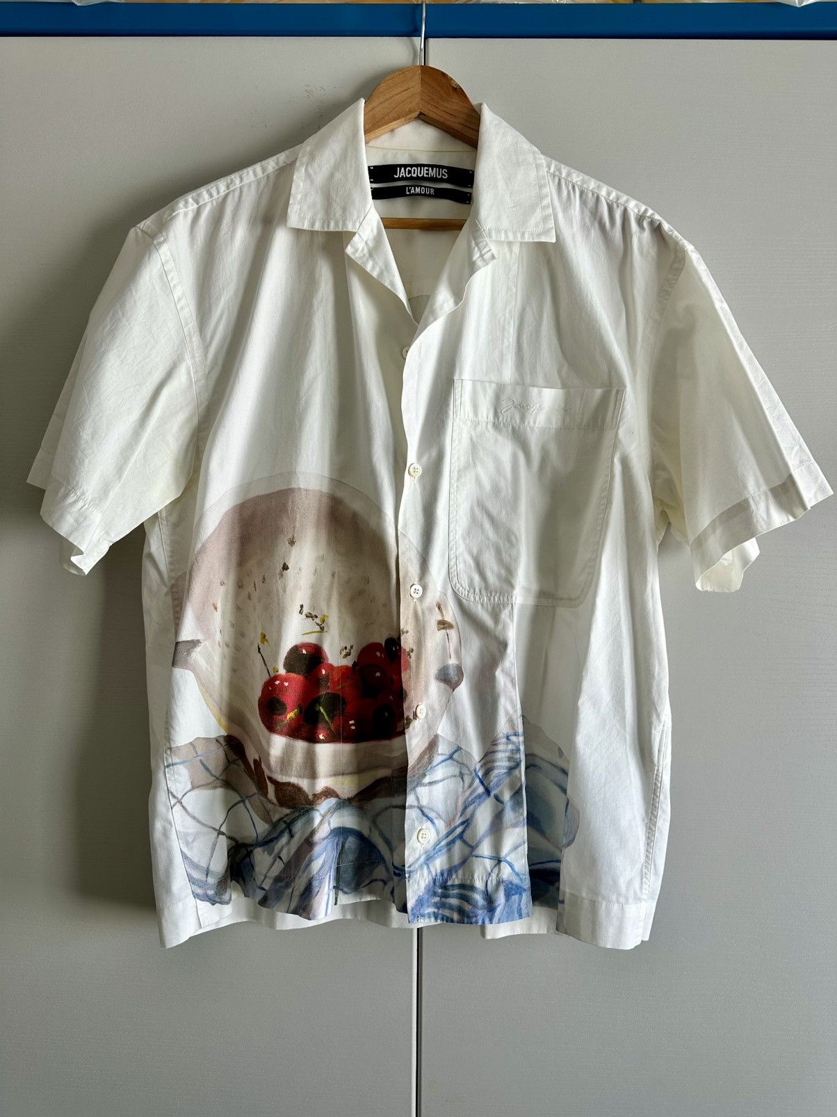 Jacquemus SS21 “L’Amour” La Chemise Jean Cherry Print Shirt Size US S / EU 44-46 / 1 - 2 Thumbnail