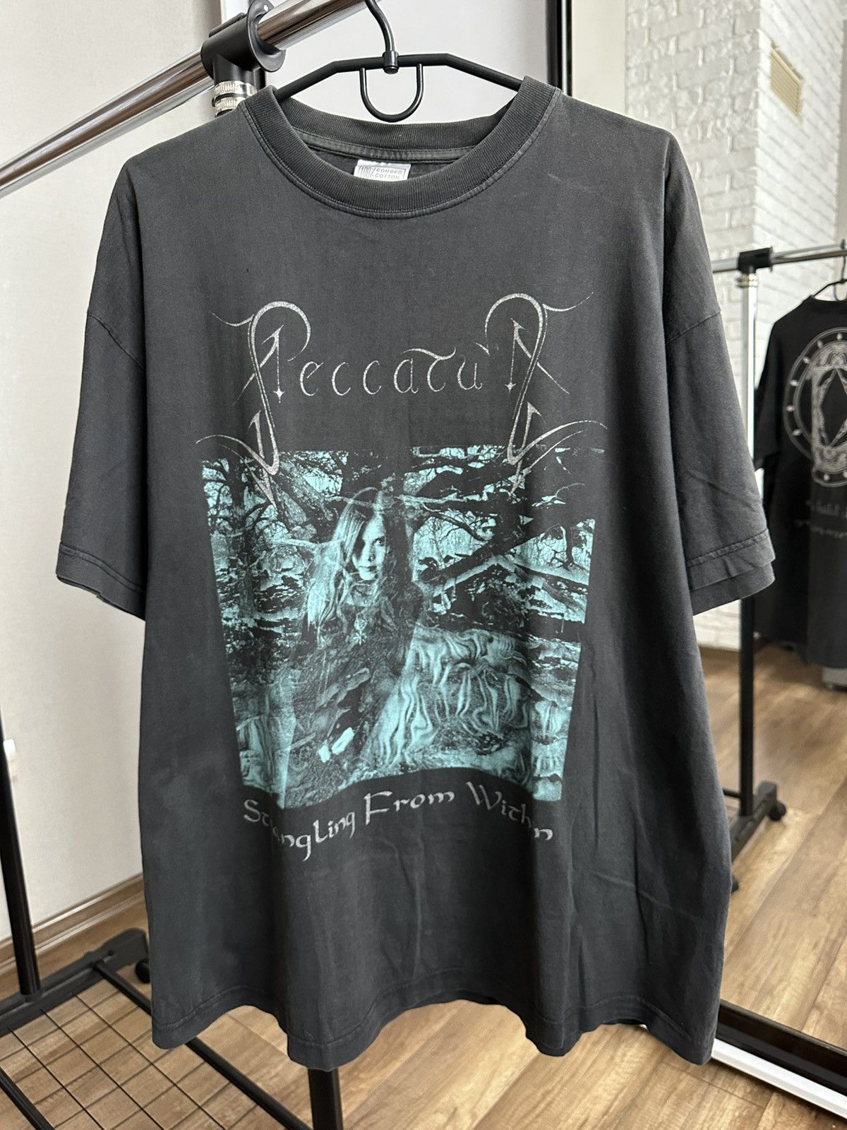 Band Tees 1998 Peccatum Strangling From Within Vintage Band T-Shirt Size US XL / EU 56 / 4 - 3 Thumbnail