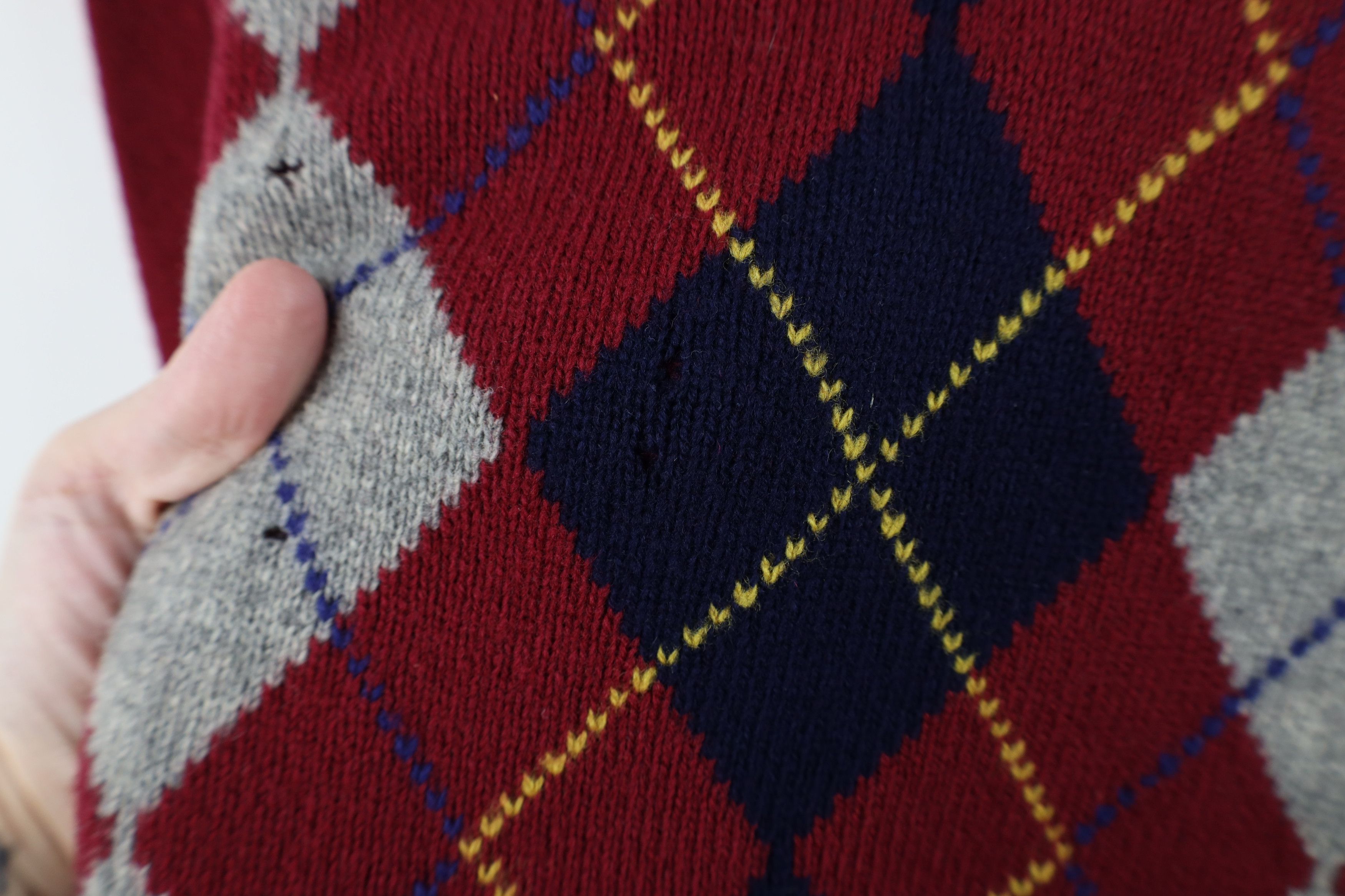 Vintage Vintage 90s Streetwear Lambswool Diamond Argyle Knit Sweater Size US XL / EU 56 / 4 - 7 Thumbnail