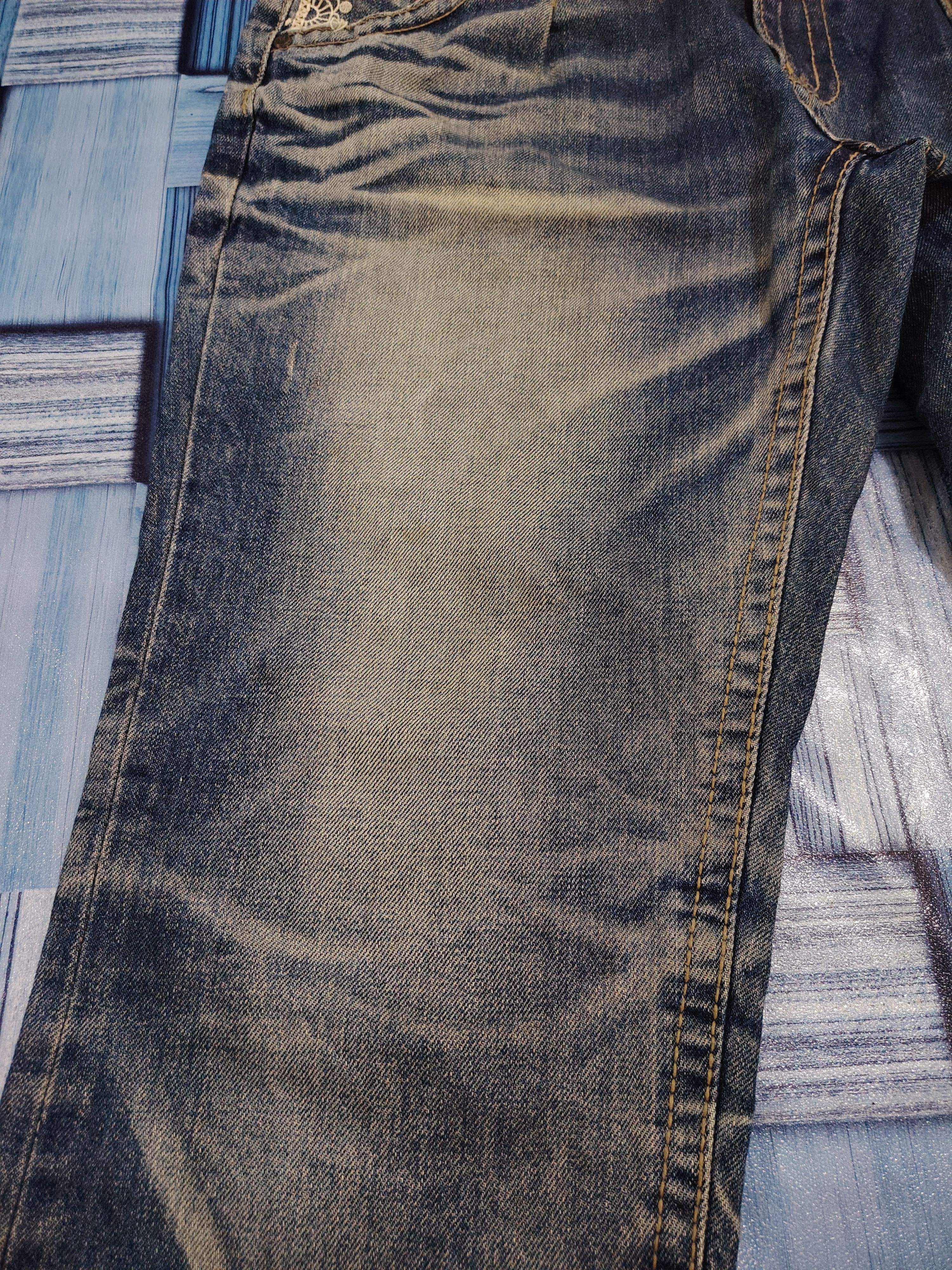 If Six Was Nine Rare!!! Lolita denim distressed flared short jeans Size 31" - 4 Thumbnail
