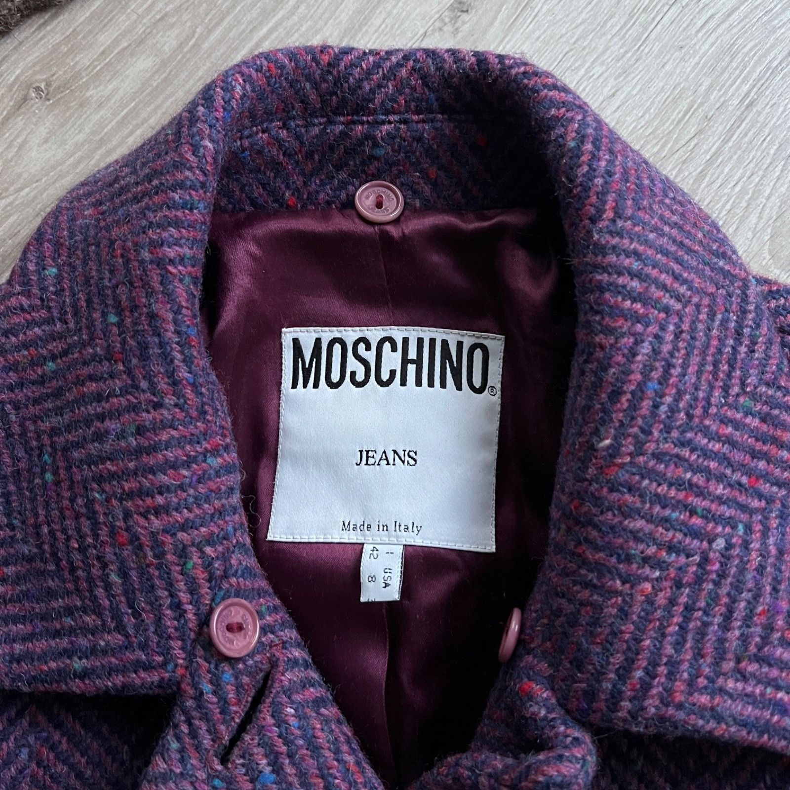 Moschino Moschino Jeans Vintage Herringbone Wool Coat 9729AC Size S / US 4 / IT 40 - 7 Thumbnail