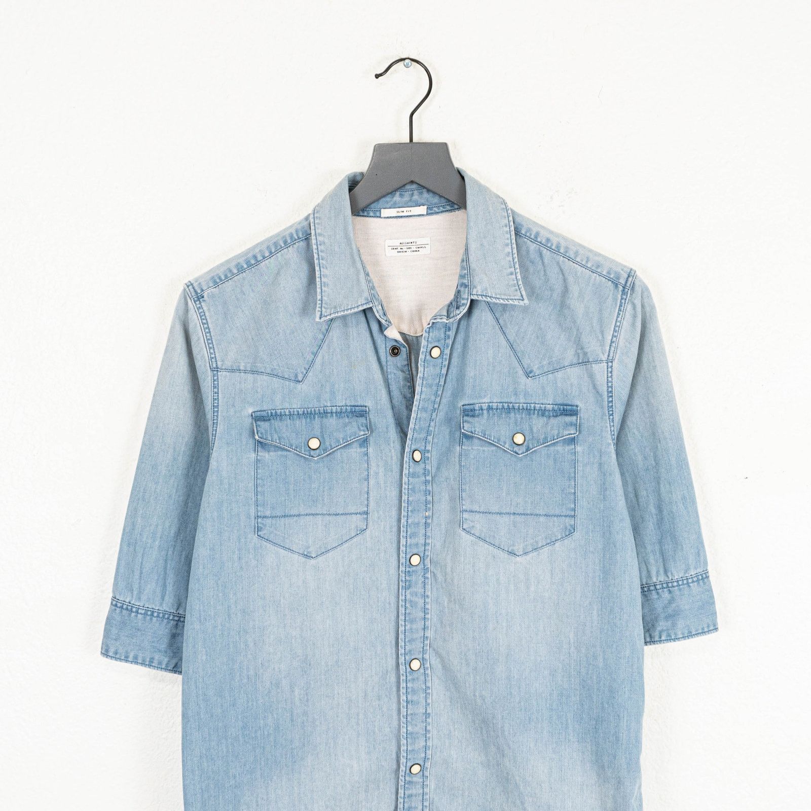 Allsaints All Saints Maryland Half Sleeve Shirt denim blue Slim S Size US S / EU 44-46 / 1 - 5 Thumbnail