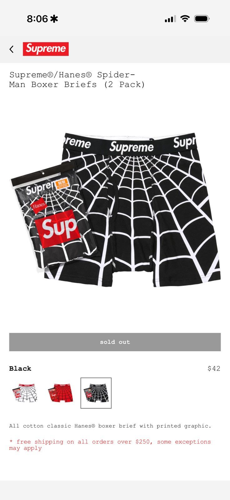 Supreme SUPREME HANES SPIDERMAN BOXER BRIEFS Size 34 - 1 Thumbnail