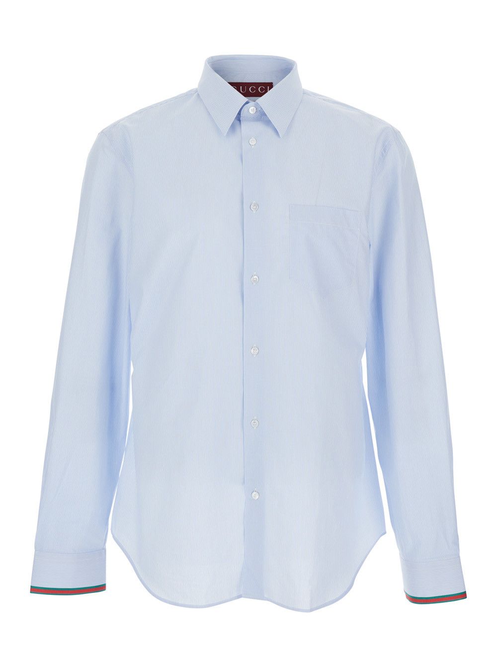 Gucci Light Blue Shirt with Classic Collar and Web Cuffs for Men Size US XL / EU 56 / 4 - 1 Thumbnail