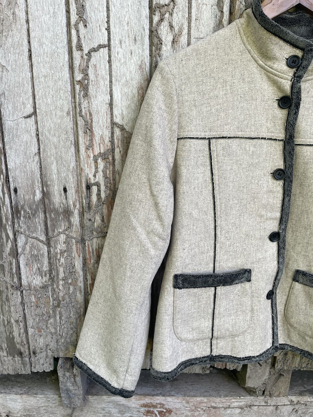 Designer AMISTA Panelled Wool-Blend Fleece Jacket Size M / US 6-8 / IT 42-44 - 4 Thumbnail