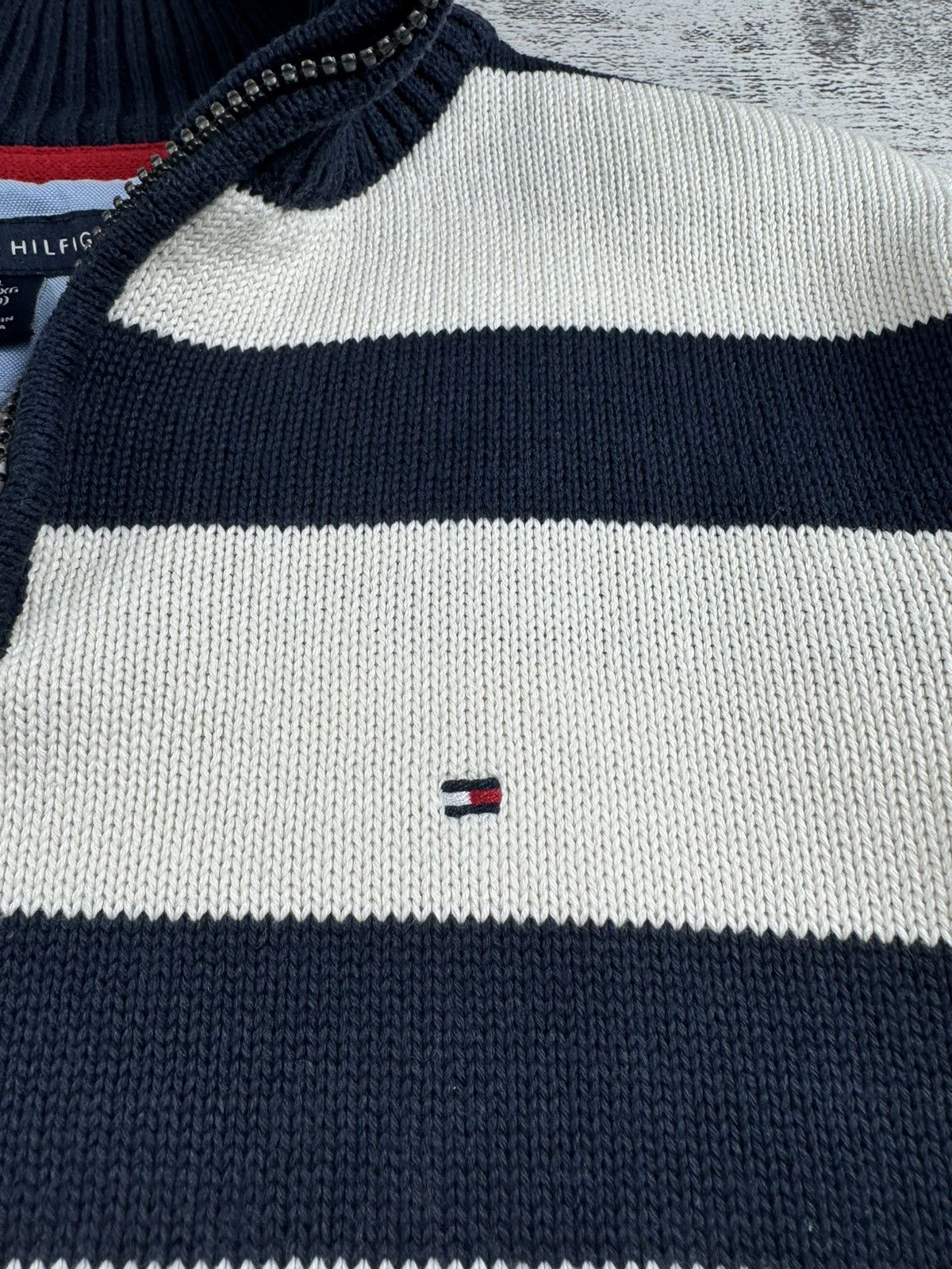 Tommy Hilfiger Tommy Hilfiger USA Striped 1/3 1/4 Varsity Sweater Pullover Size US M / EU 48-50 / 2 - 10 Thumbnail