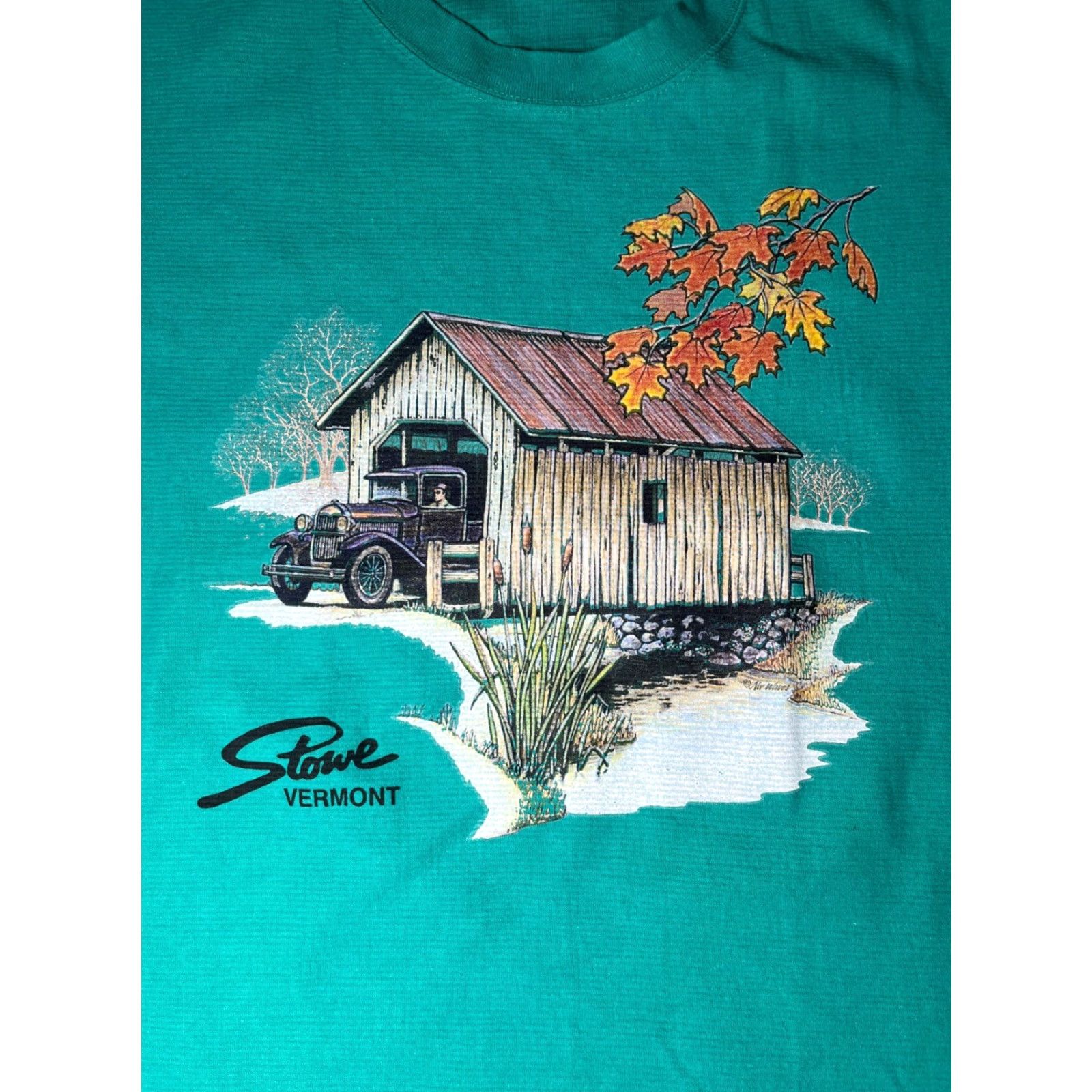 Vintage VINTAGE Oneita T-Shirt Unisex Adults 90s Stowe Vermont Cotton Teal Size M Crew Neck Short Sleeve Heavyweight 100% Made in USA Size US M / EU 48-50 / 2 - 5 Thumbnail