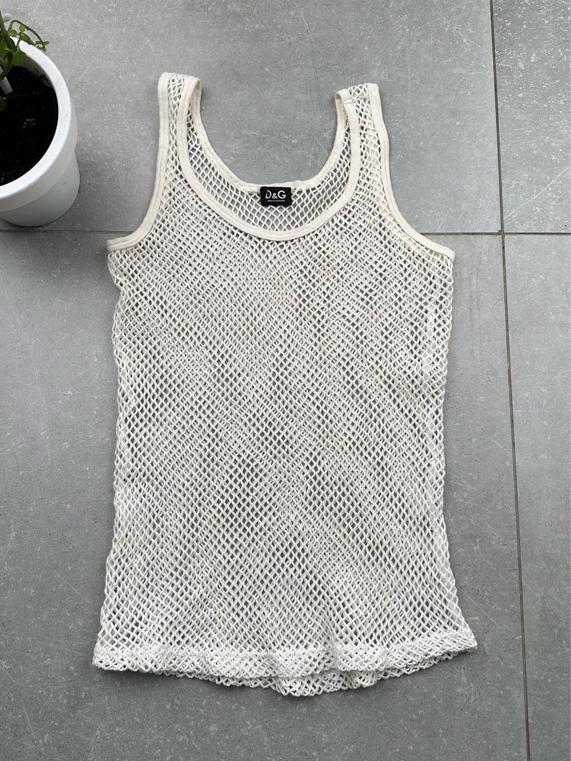 image of Dolce Gabbana x Vintage Dolce&gabbana Vintage Knit Mesh Tank Top in Beige, Women's (Size Small)