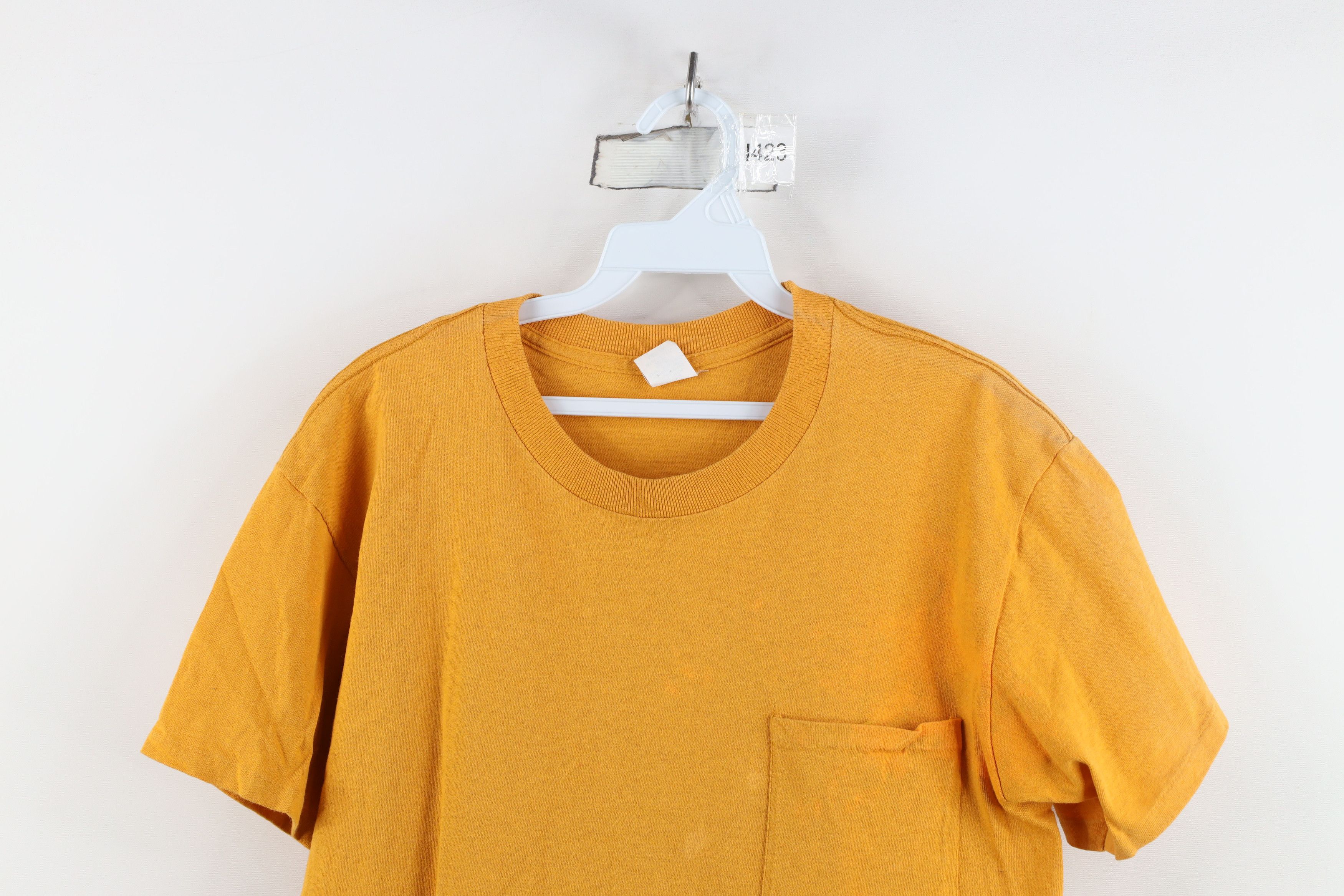 Vintage Vintage 70s Streetwear Blank Pocket T-Shirt Orange USA Size US M / EU 48-50 / 2 - 2 Thumbnail
