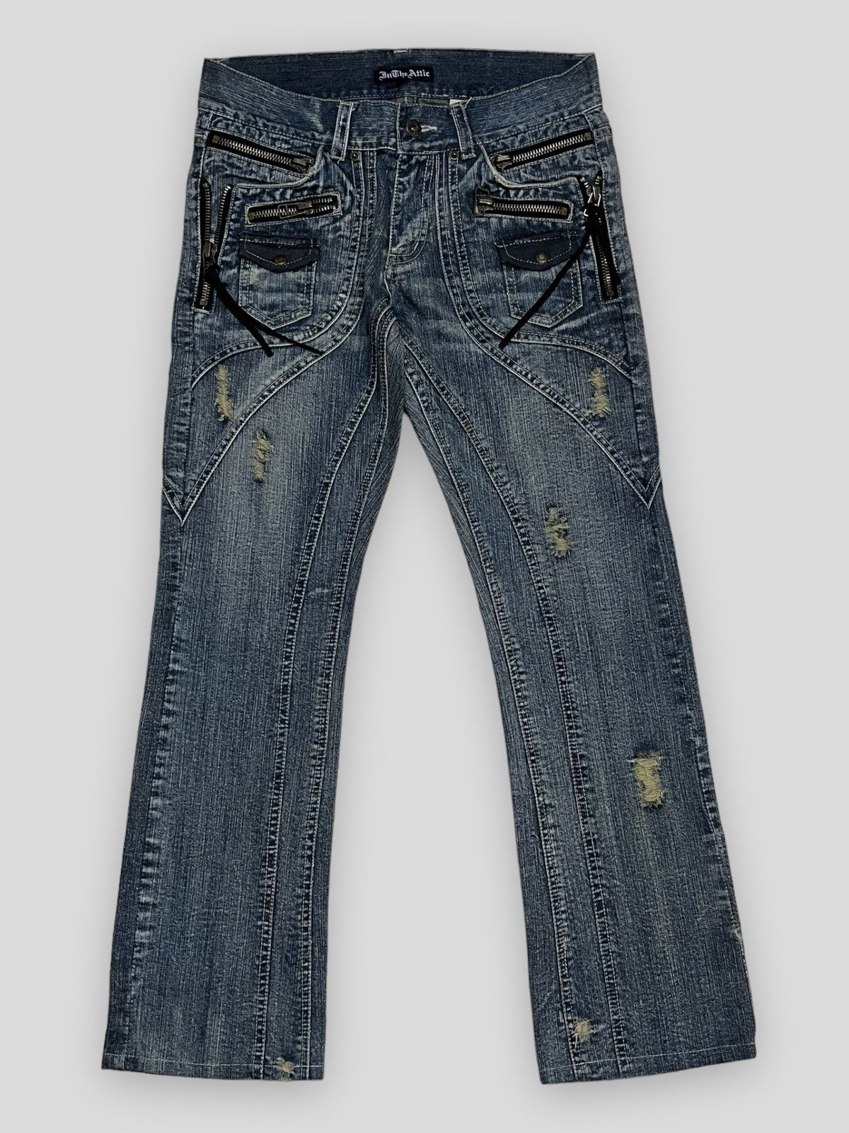 image of If Six Was Nine x Vintage Send Offervintage Japan In Attic Rock Revolver Flare Denim in Black (Size
