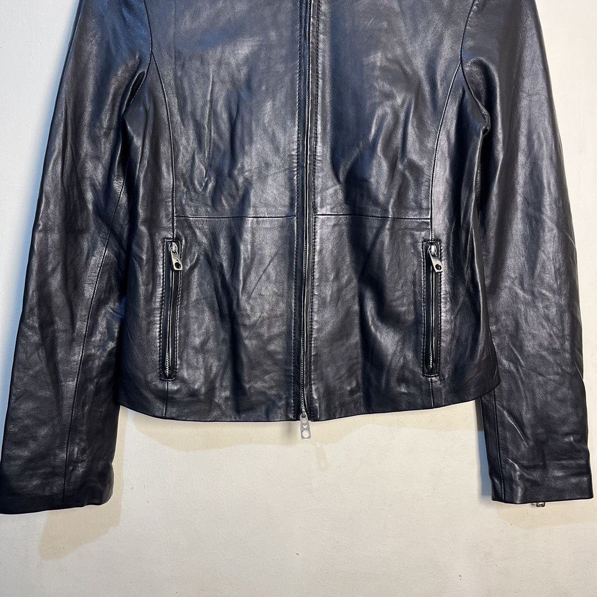 Emporio Armani Emporio Armani Women's Biker Leather Jacket Size XS / US 0-2 / IT 36-38 - 4 Thumbnail