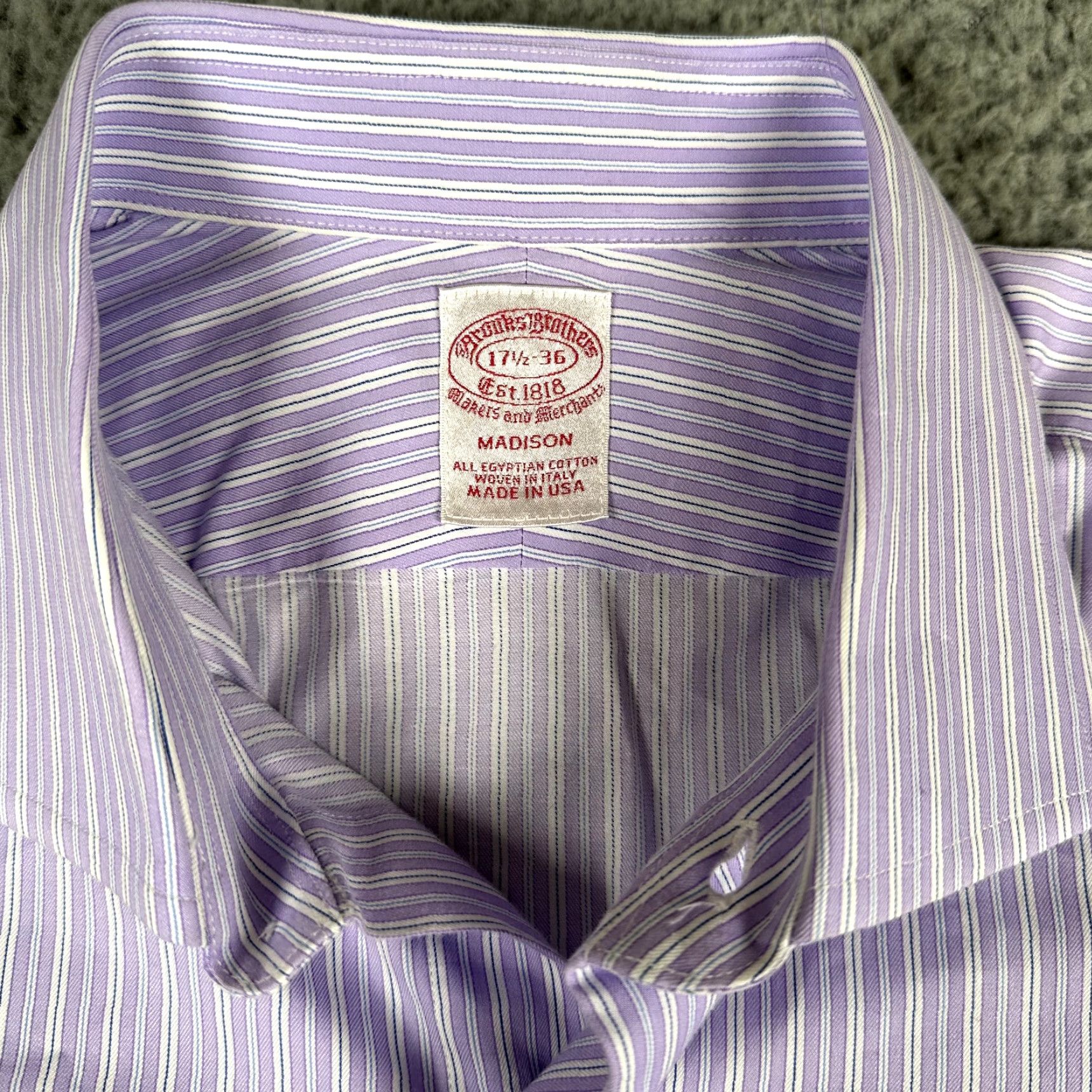 Brooks Brothers Brooks Brothers Madison Dress Shirt Mens 17.5 Striped Button Up Oxford Shirt Size 46R - 4 Thumbnail