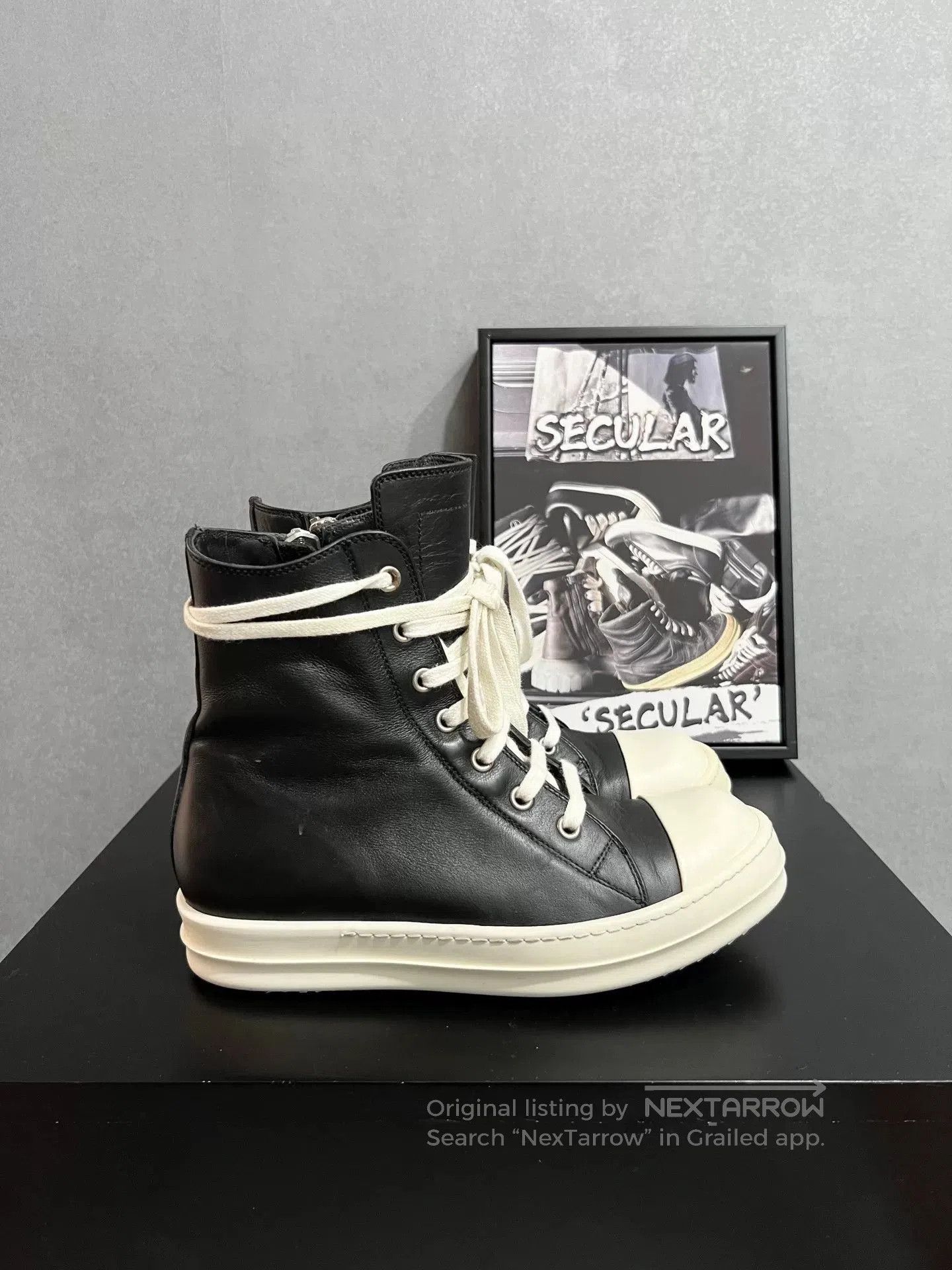 Rick Owens Rick Owens Leather High-Top Sneakers. Size US 5 / IT 35 - 2 Thumbnail
