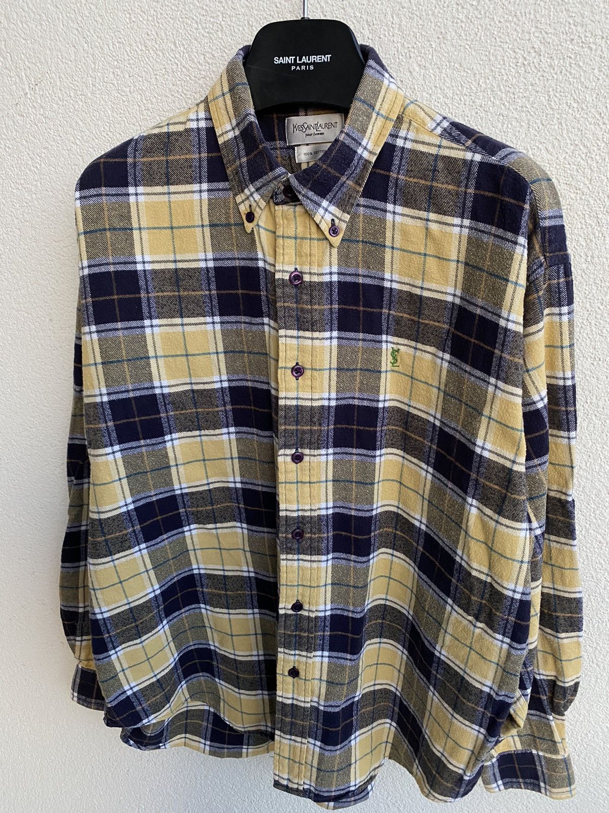 Yves Saint Laurent Flannel YSL Shirt Cotton Soft Size US L / EU 52-54 / 3 - 14 Thumbnail