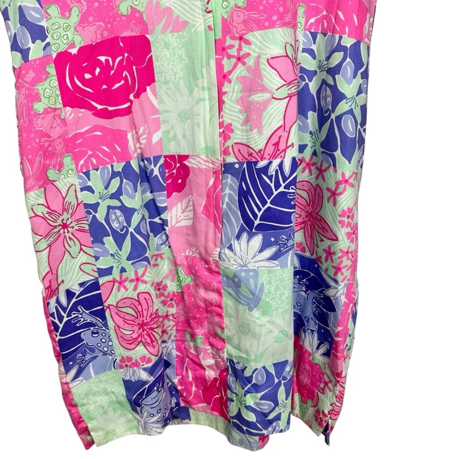 Lilly Pulitzer Lilly Pulitzer Cocktail Dress Floral Turtle Patchwork 10 Size L / US 10 / IT 46 - 8 Thumbnail