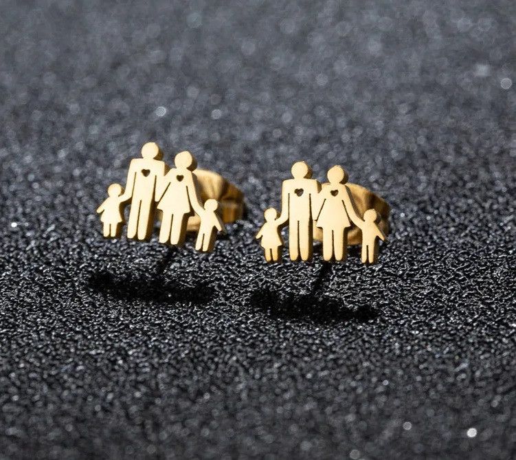 Jewelry Family Mini Stud Earrings Charm Earring Gift Size ONE SIZE - 1 Thumbnail