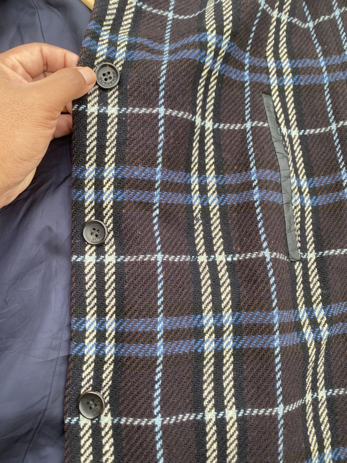 Burberry Rare Vintage Burberry Wool Checkered Long Coat/ Jacket Size 34R - 18 Thumbnail