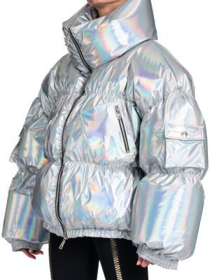 Dolce & Gabbana o1y0825 Turtleneck Shell Jacket in Silver Size S / US 4 / IT 40 - 3 Thumbnail