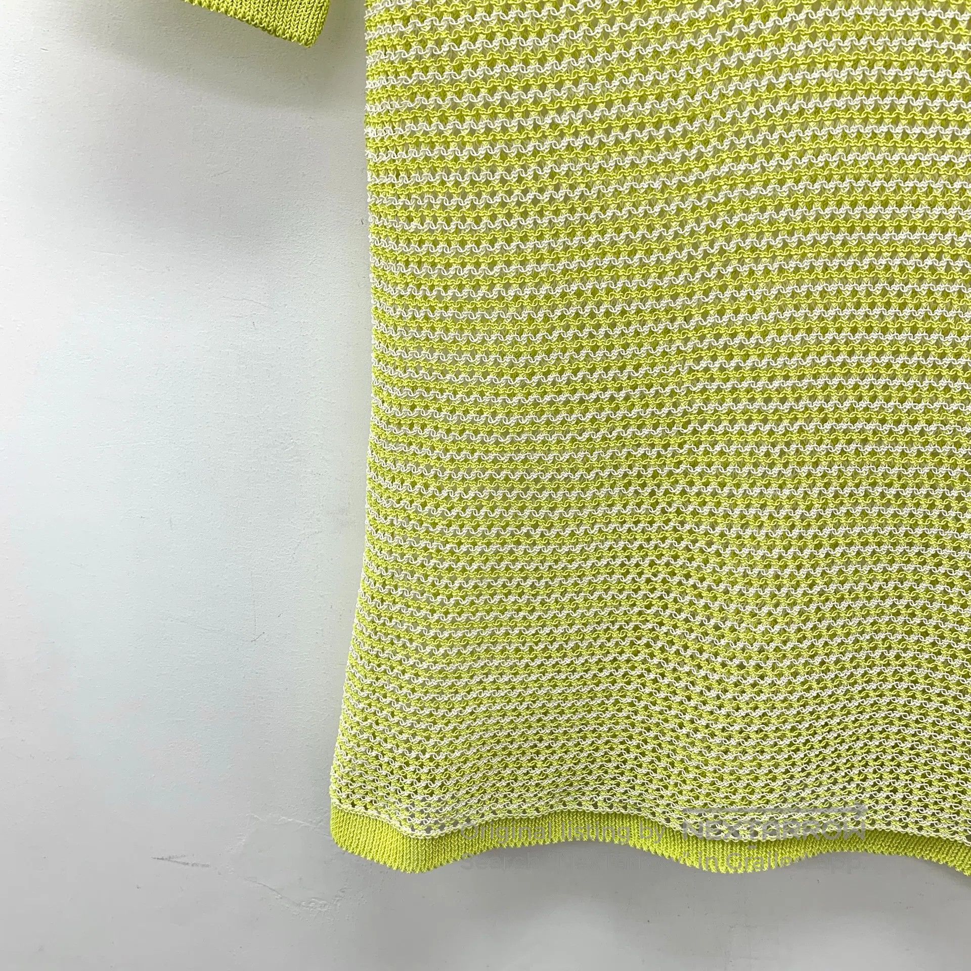 Bottega Veneta Bottega Veneta Yellow Net Knit Cotton Collar Short Sleeve Size S / US 4 / IT 40 - 4 Thumbnail