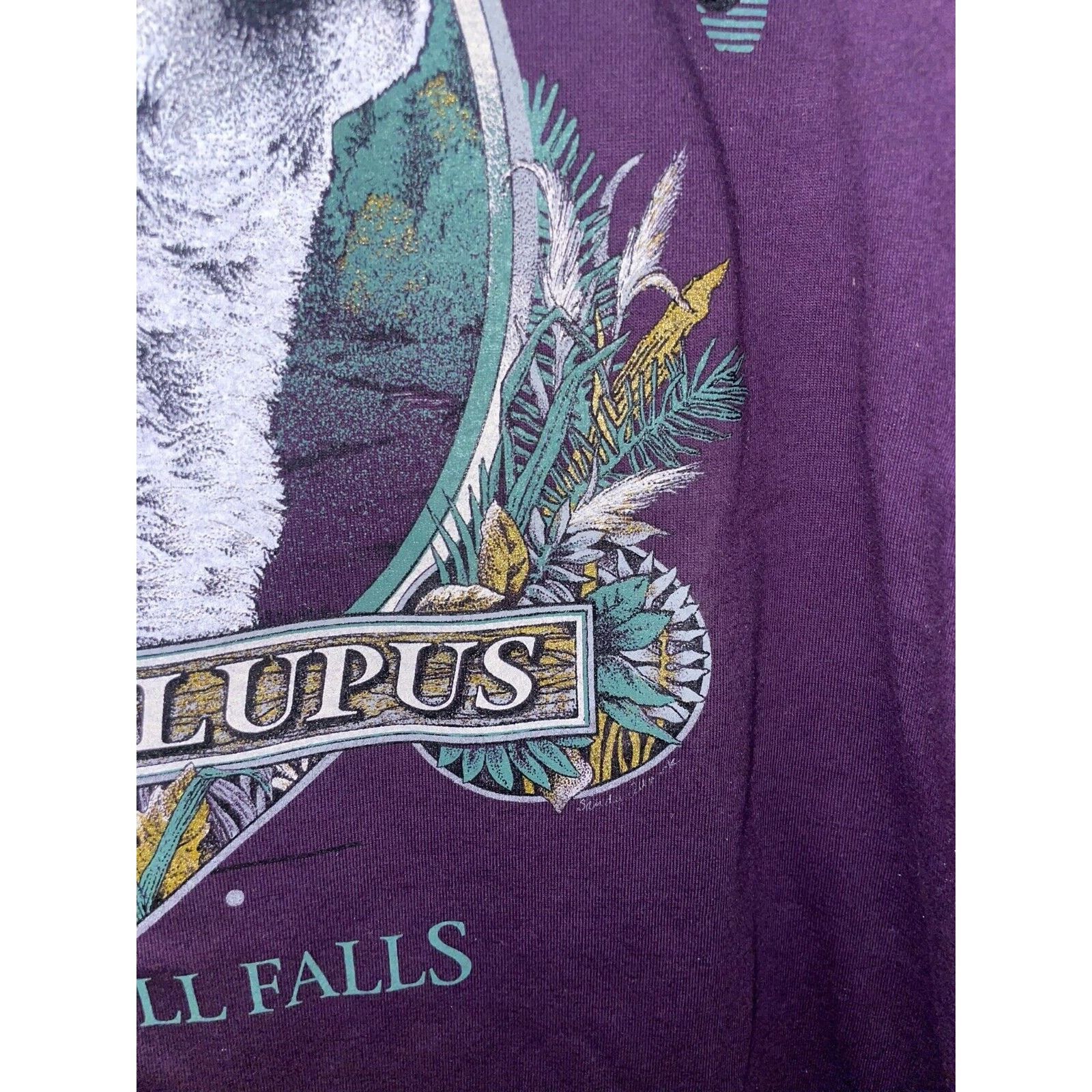 Jerzees Vintage Wolf Shirt Bushkill Falls Animal American Tee 90s 2X Size US XXL / EU 58 / 5 - 7 Thumbnail