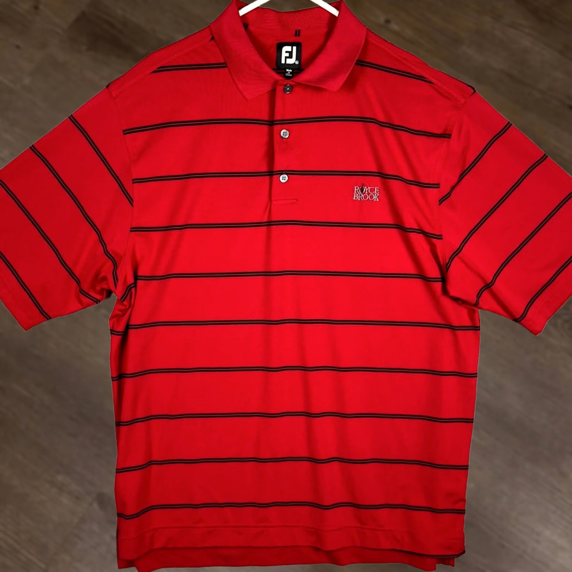 Footjoy FootJoy Red Black Striped Golf Polo Shirt Mens XL Performance Stretch Size US XL / EU 56 / 4 - 1 Thumbnail