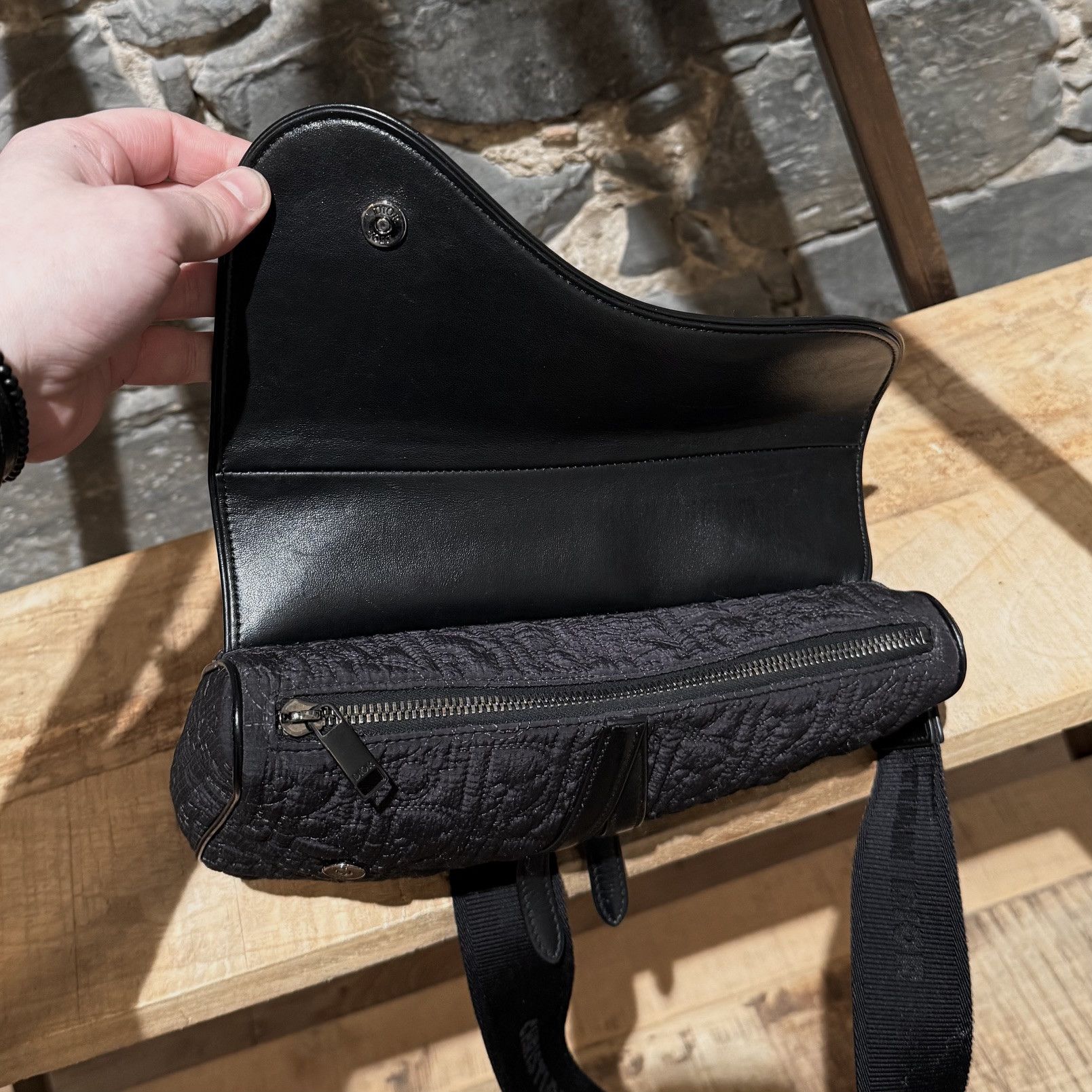 Dior Dior 2021 Padded Nylon Oblique Kumo Black Saddle Bag Size ONE SIZE - 19 Thumbnail