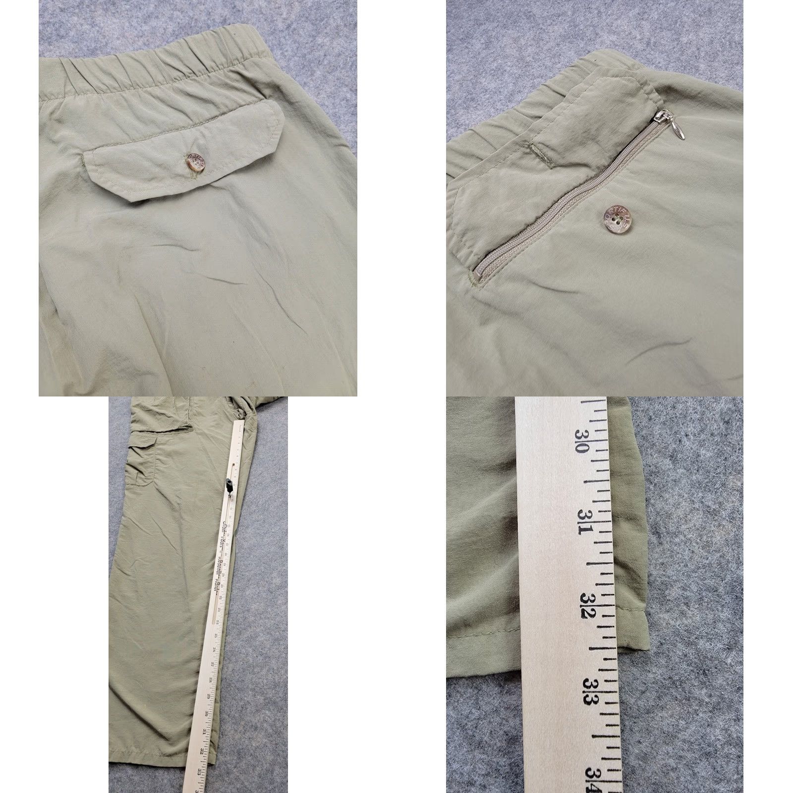 Vintage L.L. Bean Sportif Pants Mens Large Beige Belted Cargo Pockets Cargo Style Inseam 32" Regular Fit Front Zip Outdoor Travel Casual Nature Mens Size US 33 - 9 Thumbnail