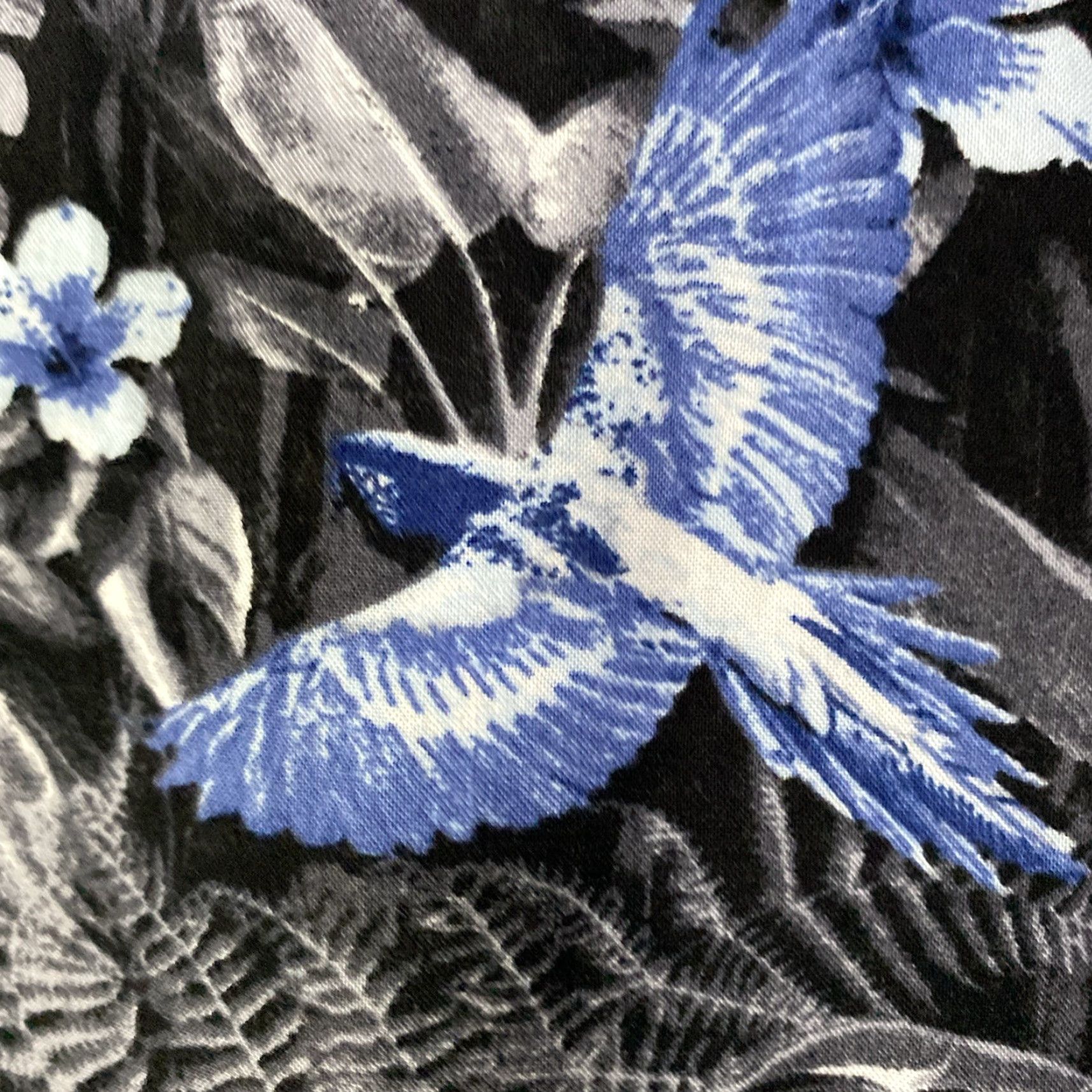 George George Hawaiian Shirt Mens 3XL 3XG 30x34 AOP Bird Floral Blue Lightweight Beach Shirt Size US XXL / EU 58 / 5 - 7 Thumbnail