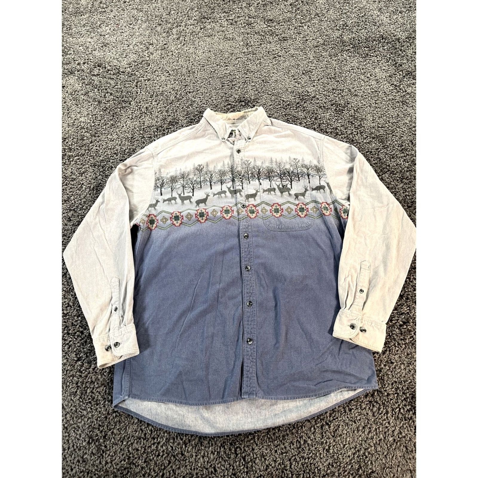 Vintage VINTAGE Cabela's Button-Up Shirt Mens XLT Gray Aztec Flannel Long Sleeve Button-Front Size US XL / EU 56 / 4 - 2 Thumbnail