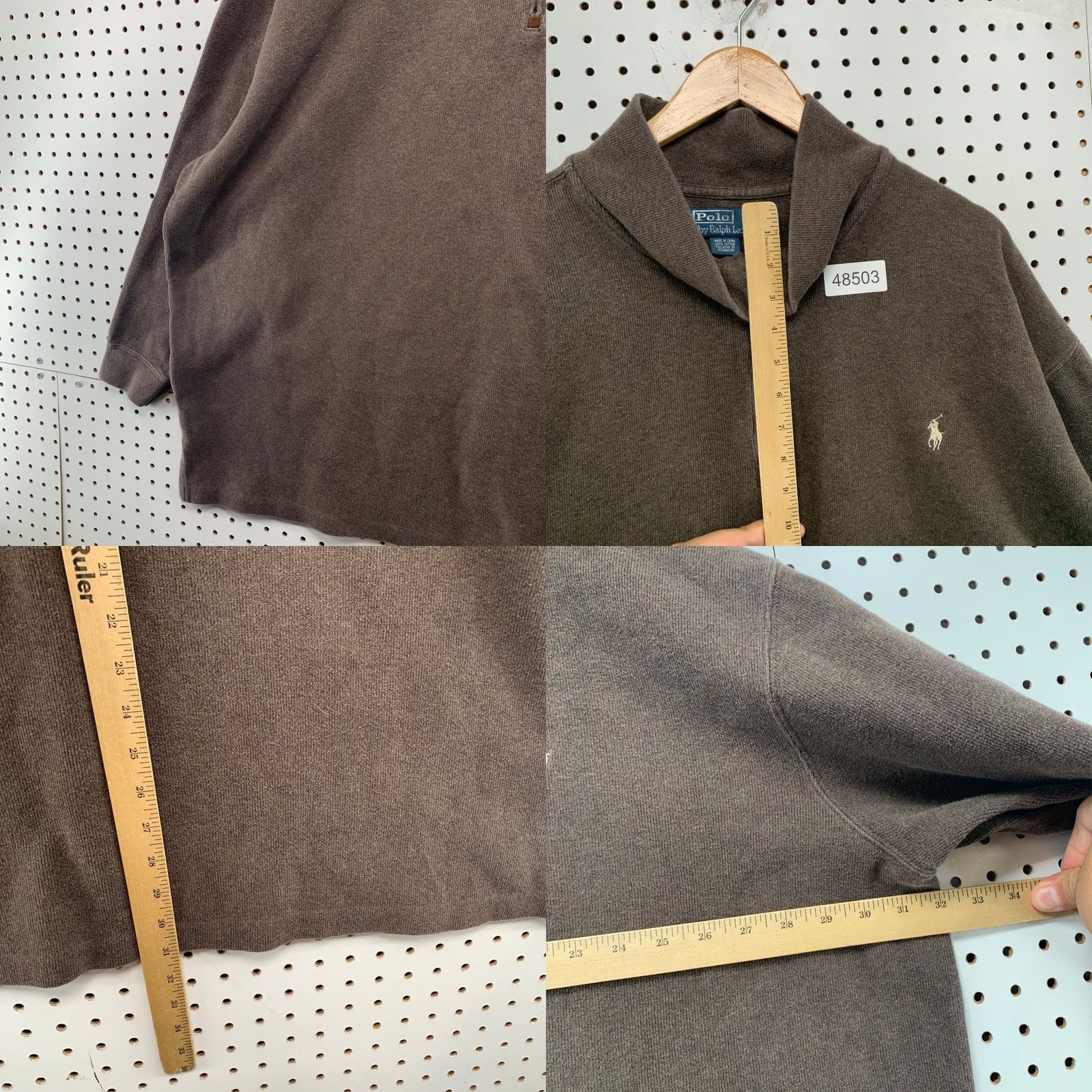 Polo Ralph Lauren VINTAGE Polo Ralph Lauren Pullover 4XB Brown Quarter Zip 90s Big and Tall Cotton Mens Size US XXL / EU 58 / 5 - 8 Thumbnail