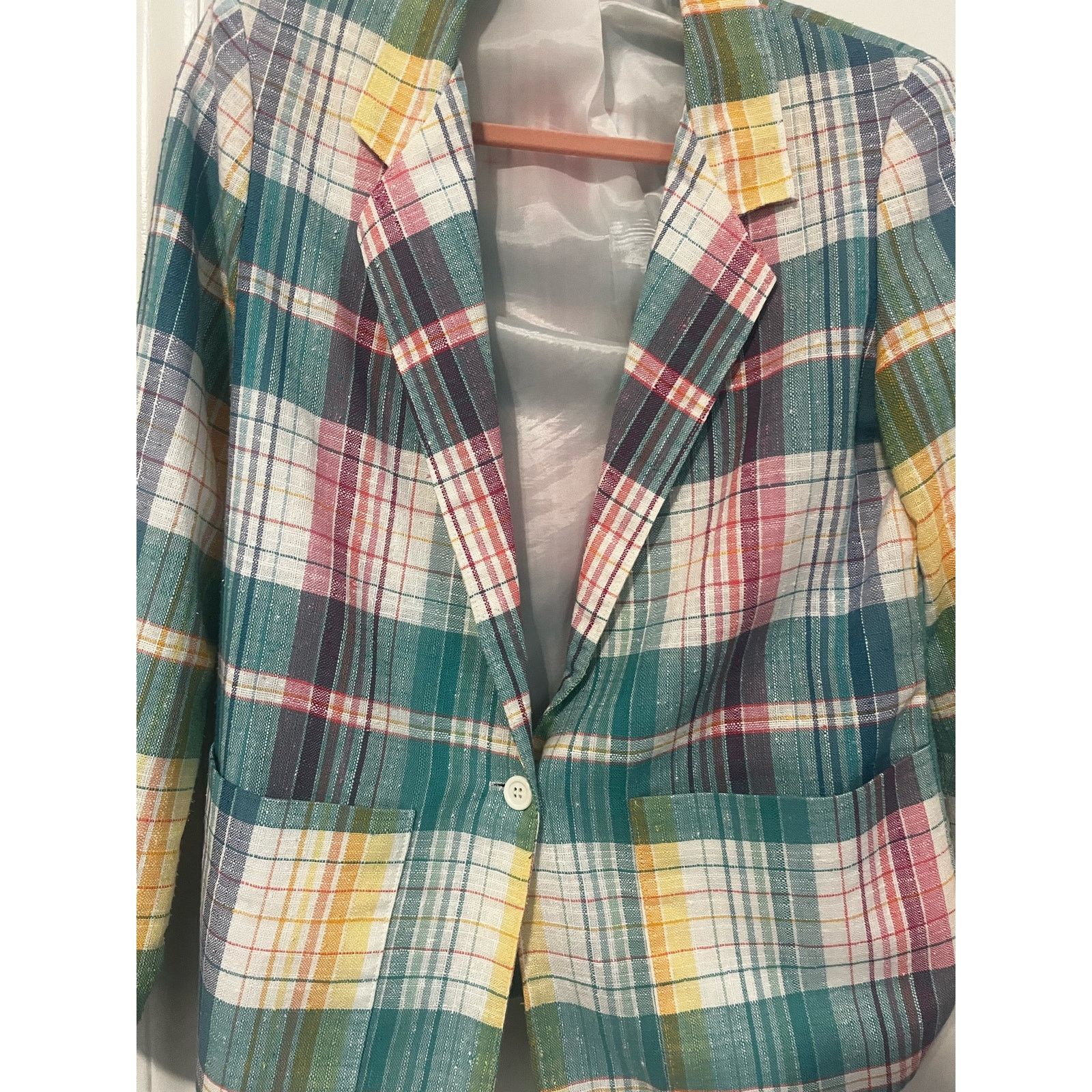 Vintage Vintage 80s Pastel Plaid White Blue Blazer Suit XS Small Size S / US 4 / IT 40 - 3 Thumbnail
