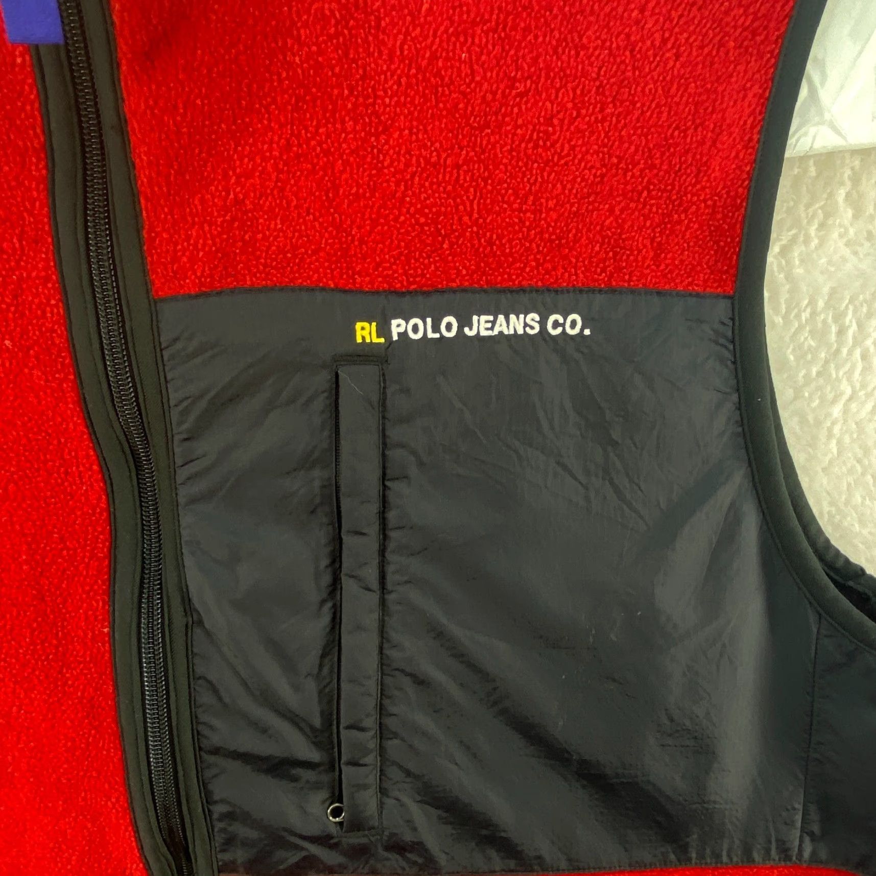 Ralph Lauren Ralph Lauren Polo Jeans Fleece Red Black Vest Mens XL Full Zip Logo Embroidered Size US XL / EU 56 / 4 - 4 Thumbnail