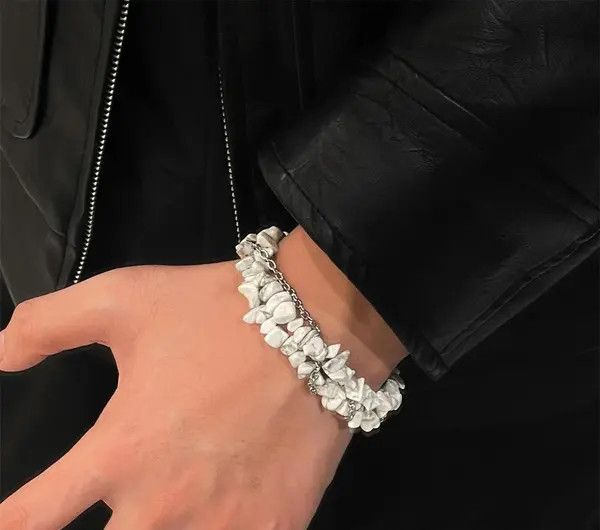 Jewelry White Stone Double Layer Bracelet Size ONE SIZE - 5 Thumbnail