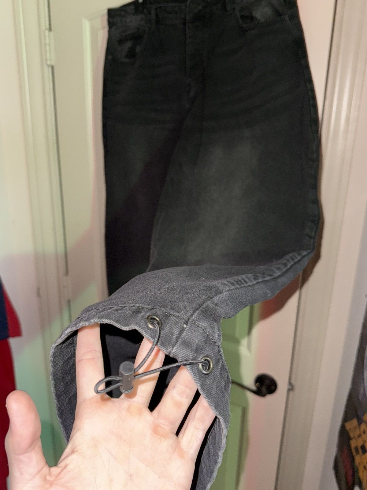 Boohoo Wide Leg Black Denim Pants Size US 36 / EU 52 - 3 Thumbnail