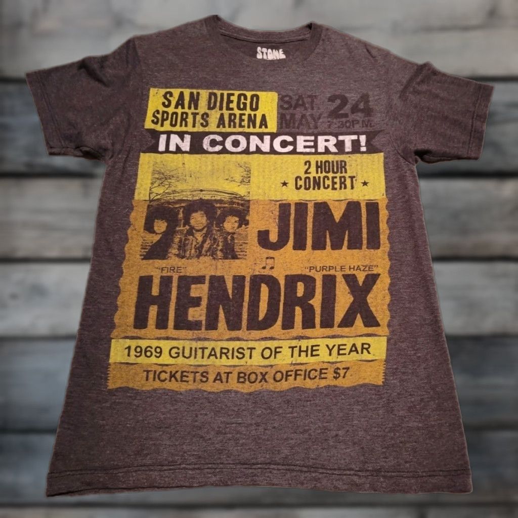 Vintage Stone Free Jimi Hendrix San Diego Sports Arena Concert Poster Shirt S Beige Graphic Print Arena Band Tees Mens Size US S / EU 44-46 / 1 - 1 Thumbnail