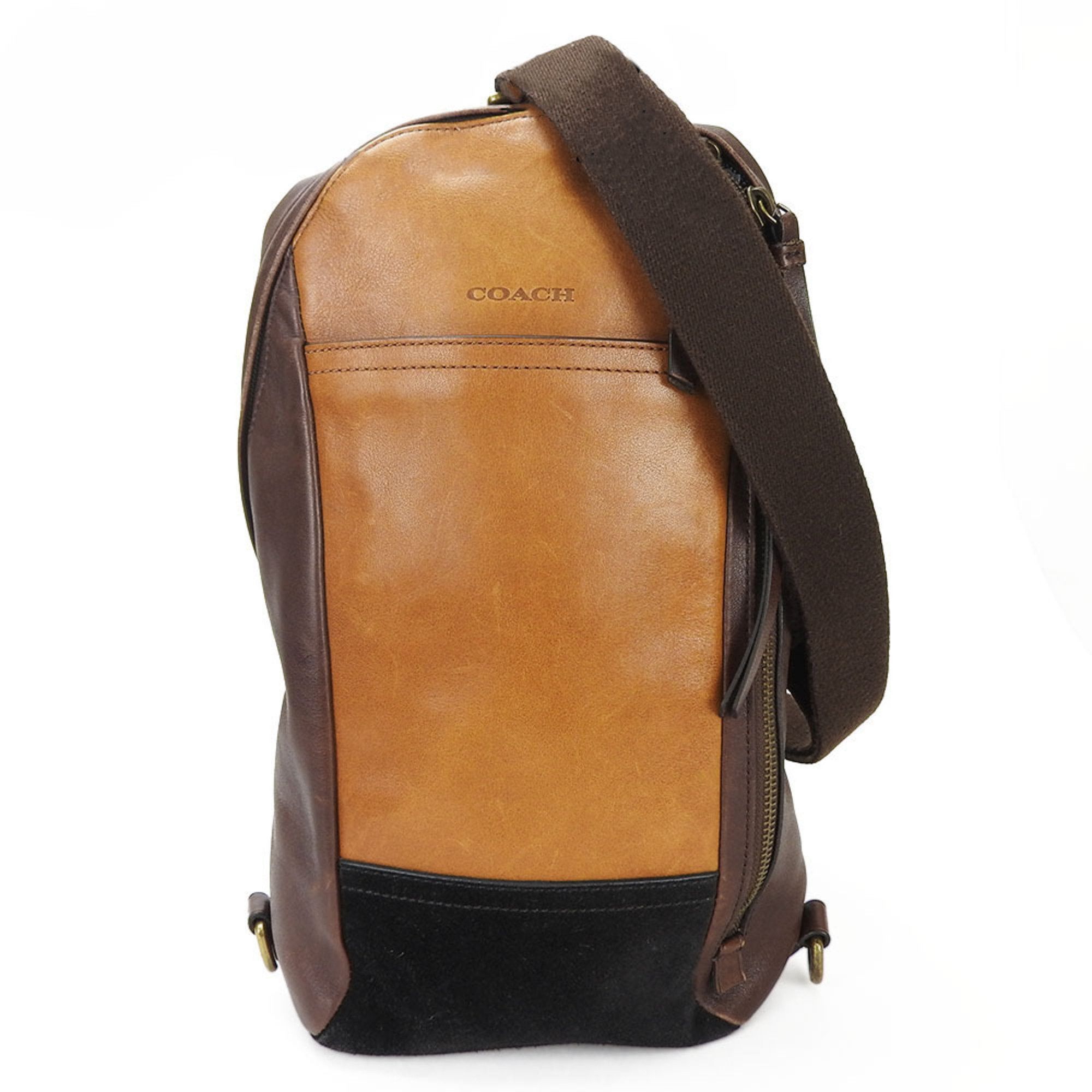 image of Coach Body Bag 70796 Brown Leather Suede Men's Coach in Black