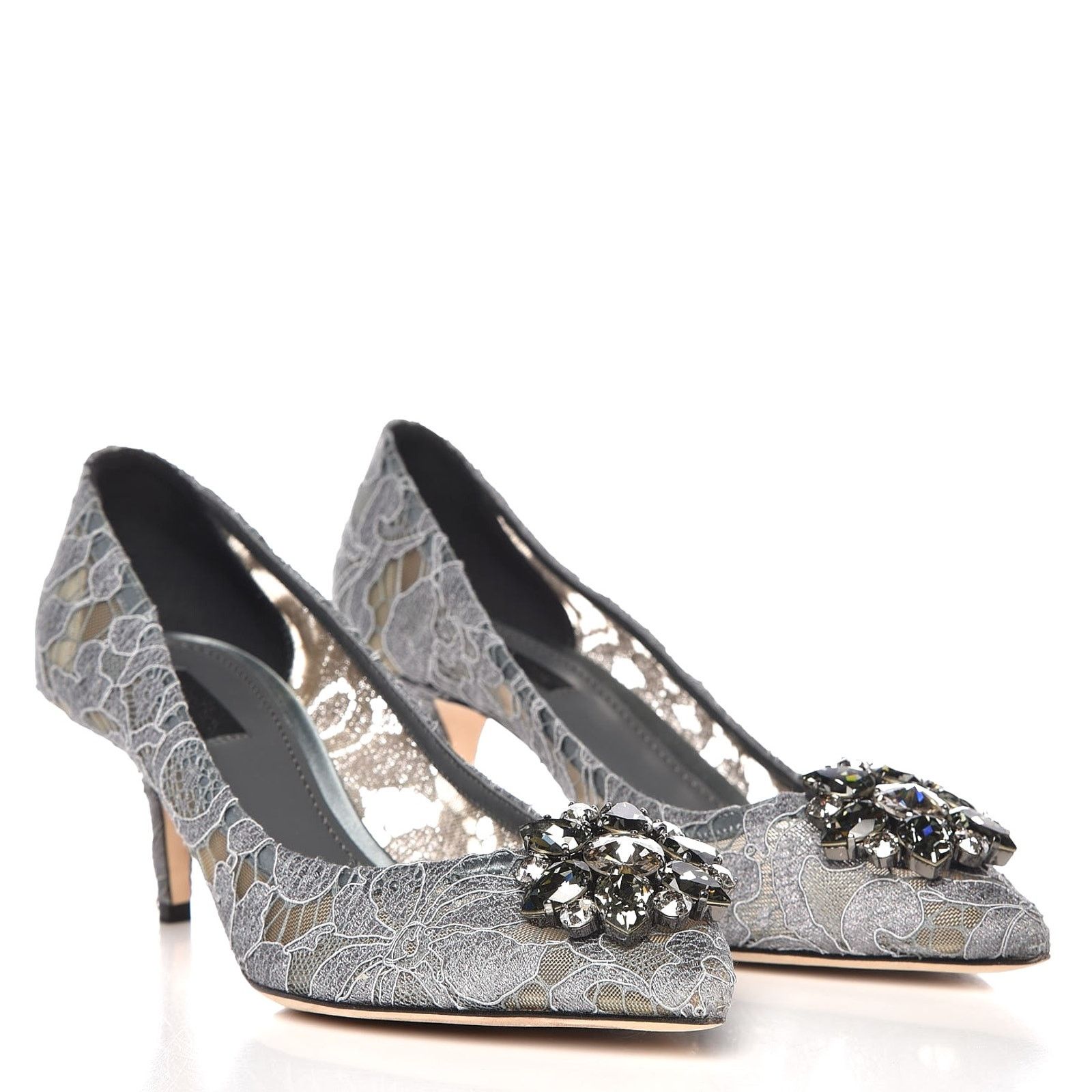 Dolce & Gabbana Dolce & Gabbana 60 Pump Taormina Lace Crystal Grey 35.5 Size US 5.5 / IT 35.5 - 1 Thumbnail