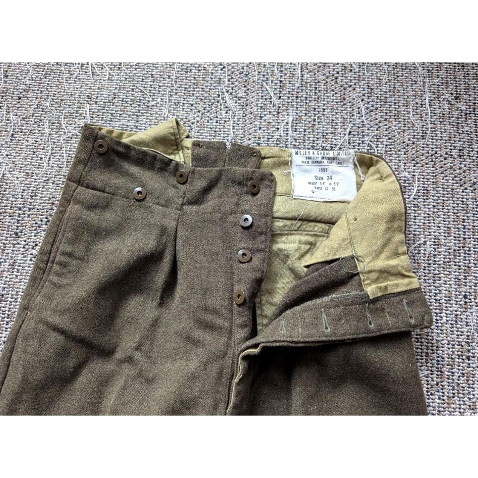 Vintage VINTAGE Miller & Gabbe Limited Army pants 32x30 Wool Green Men 1957 Canada CADET WWII Military Pants Mens Green Wool 32x30 Canada 1957 Size US 32 / EU 48 - 4 Thumbnail